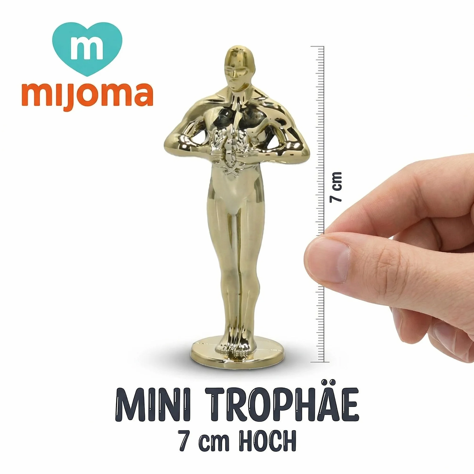 MIJOMA Mini trofeum 7 cm – złoty puchar zwycięzców z tworzywa sztucznego – idealne na urodziny dziecka, gry imprezowe, wyróżnienia i zabawne nagrody