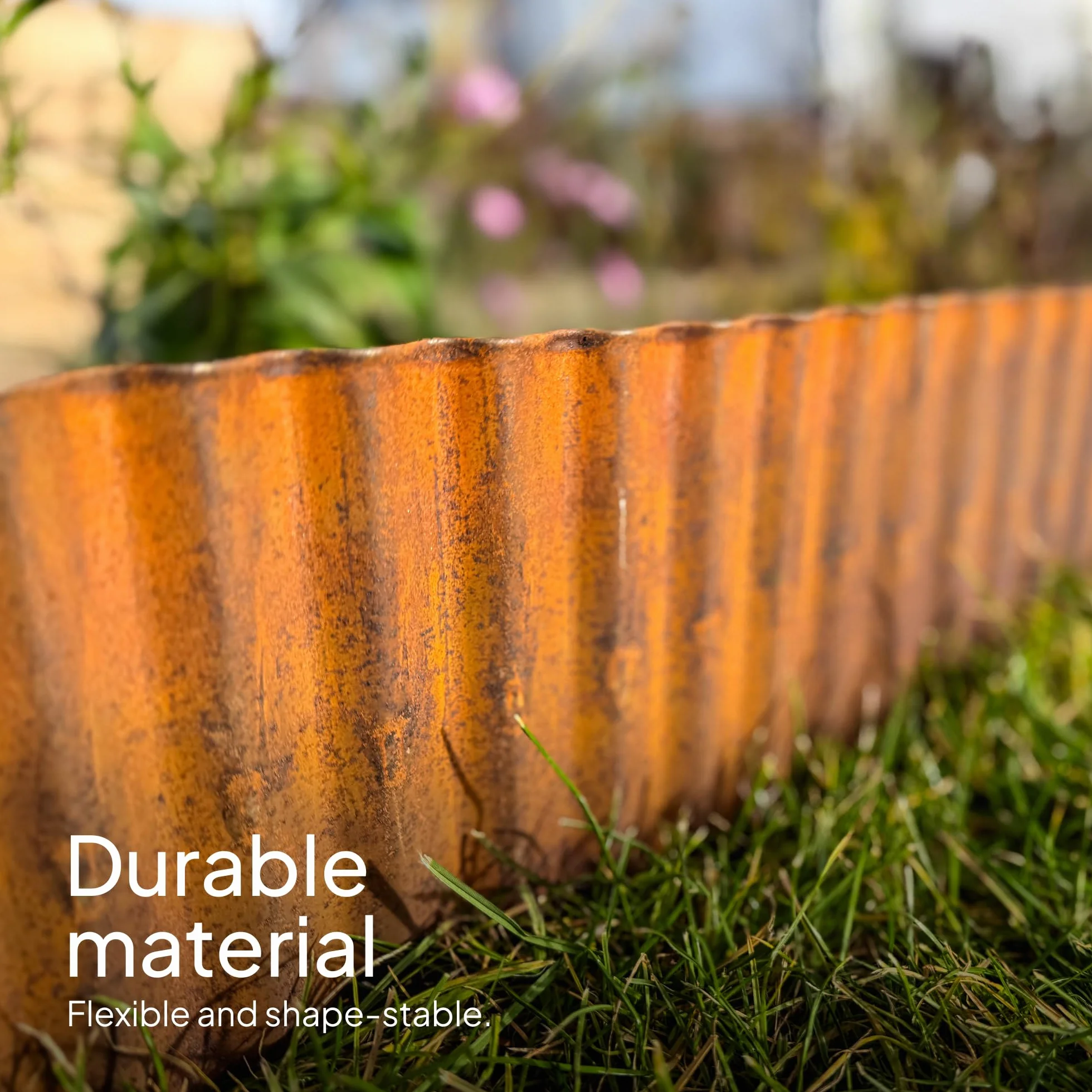 UNIGARDIA Obrzeże Trawnikowe z Corten Stali 12 m – Metalowe Obrzeże Rabat, Wysokość 15 cm – Łatwy Montaż – Elastyczne Obrzeże Rabat z Rdzą, 1 Para Rękawic Montażowych w Zestawie.