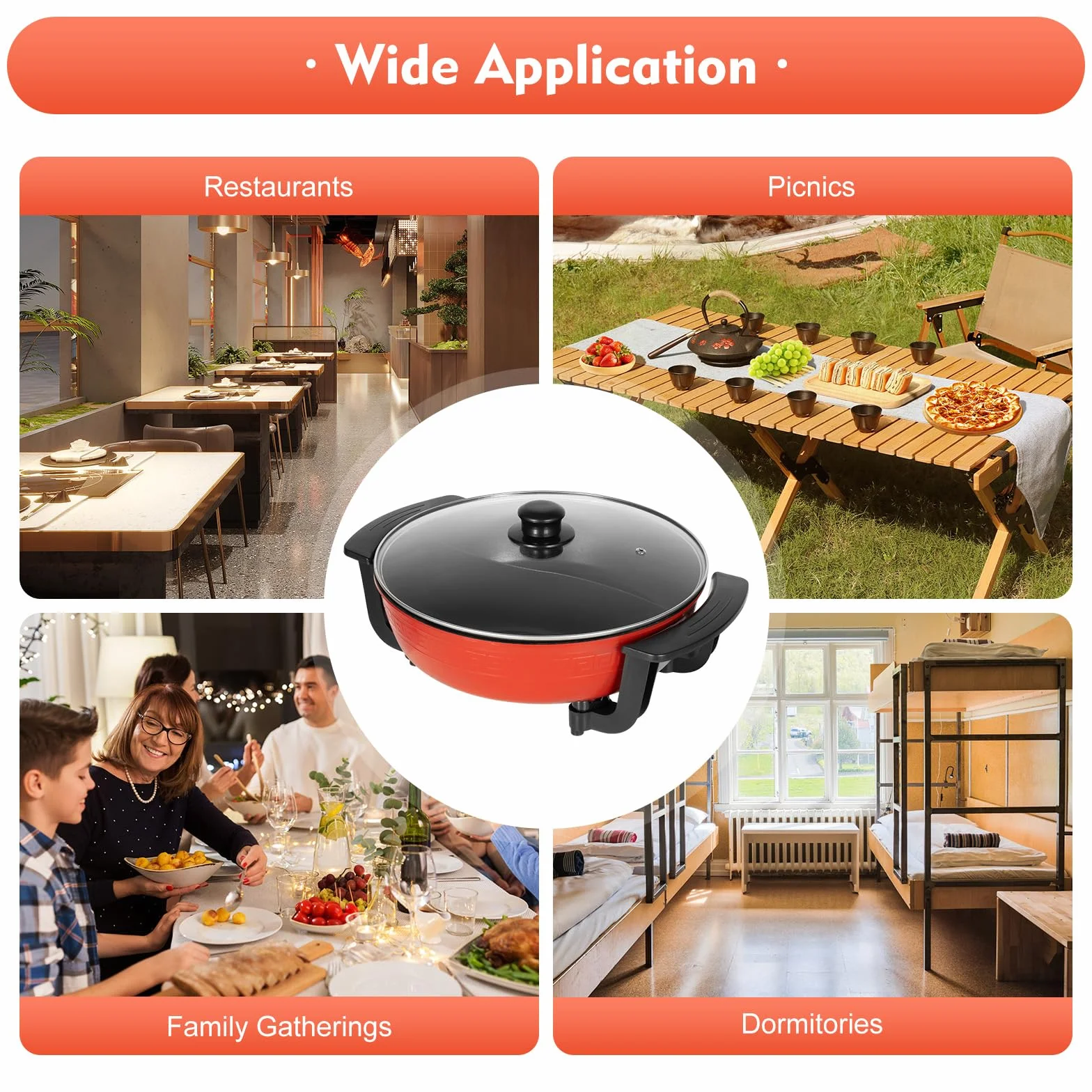 Elektryczny Garnek Hot Pot Twin 1300 W, 6 l, Yin Yang Hotpot, 2 Strony, Patelnia do Gotowania Stewpan, Płyta Kuchenna, Nieprzywierający