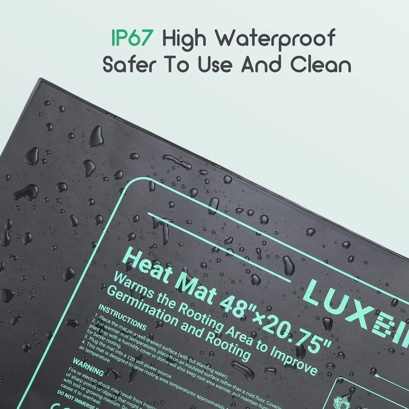 Luxbird Mata grzewcza z termostatem, szklarnia pokojowa, mata grzewcza do sadzonek, 150 W, wodoszczelność IP67, 121,9 x 52,7 cm
