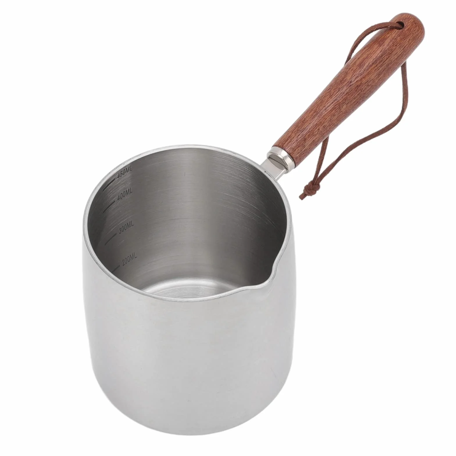 450ML Podgrzewacz do Masła ze Stali Nierdzewnej Mini Maślany Garnek do Kawy i Mleka Mały Rondelek z drewnianą rączką Mini Tygiel do Masła