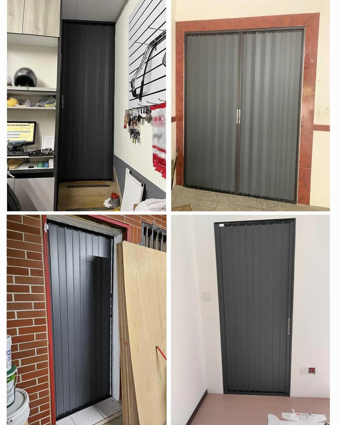 Drzwi Harmonijkowe Zewnętrzne Drzwi Składane Aluminiowe, Zamykane na Klucz, Odporne na Warunki Atmosferyczne Drzwi Przesuwne do Garażu w Piwnic, Składana Ścianka(45x80in (114.5x203cm))
