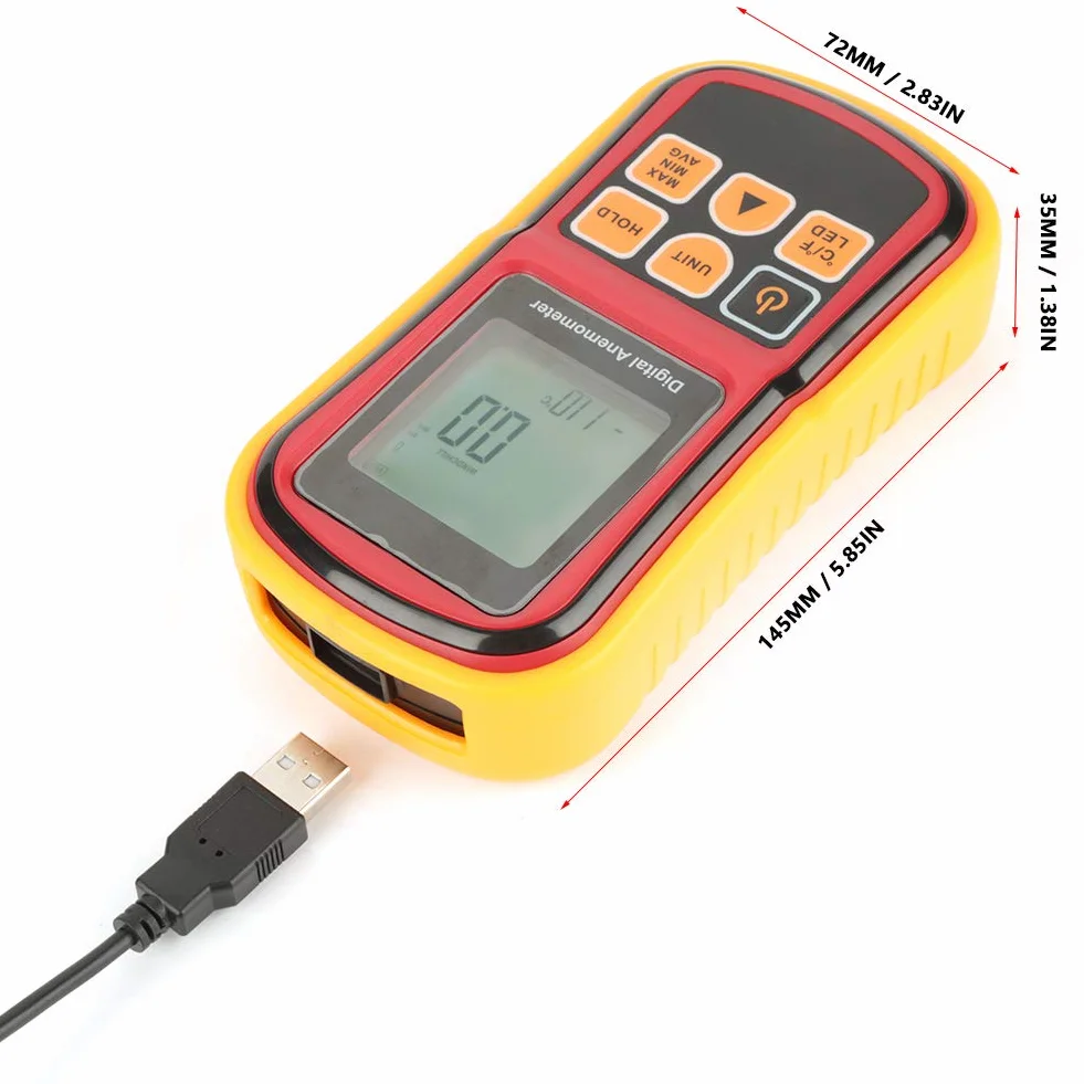 GM8901 ręczny cyfrowy miernik prędkości wiatru LCD anemometr przepływu powietrza z podświetleniem do pomiaru prędkości wiatru, temperatury i chłodzenia