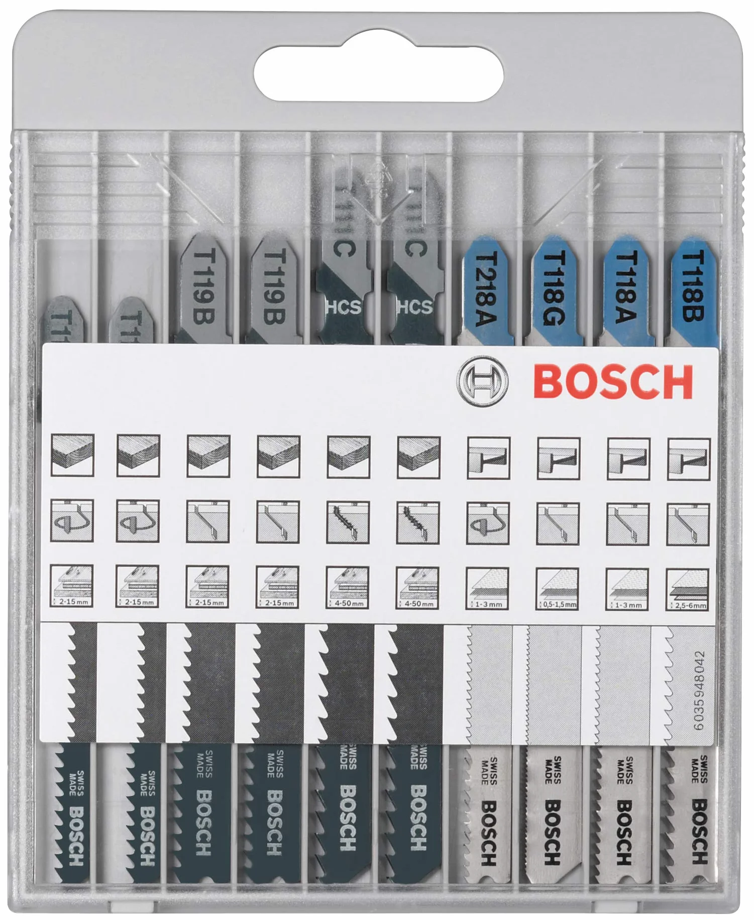 Bosch Professional Zestaw 10 brzeszczotów Basic (metal i drewno, akcesoria do wyrzynarki z uchwytem T)