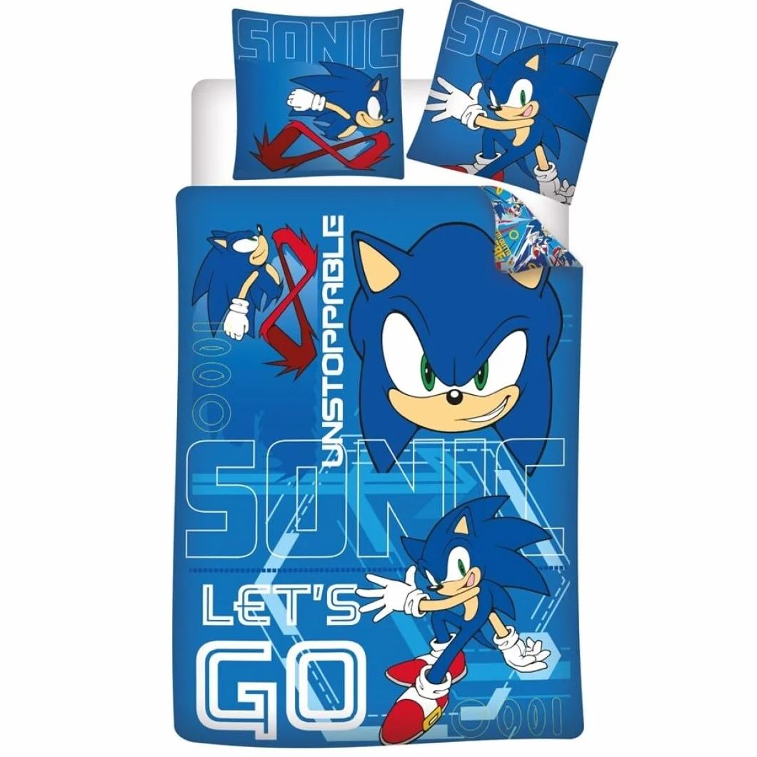 Aymax Komplet pościeli Sonic Le Heisson, dla 1 osoby, poszwa na kołdrę 140 x 200 cm + poszewka na poduszkę 65x65 cm, bawełna poliestrowa