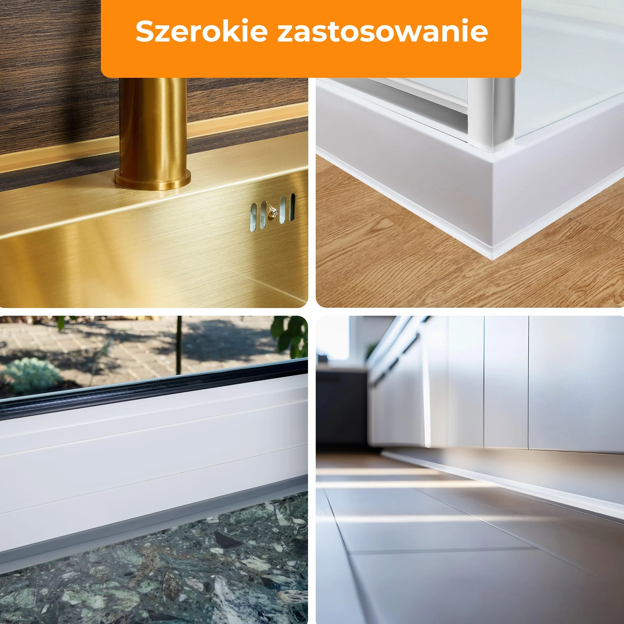 QUEST Listwa wykończeniowa PVC 25x25 mm, samoprzylepna, elastyczna, miękka taśma dekoracyjna, szary, 15 m