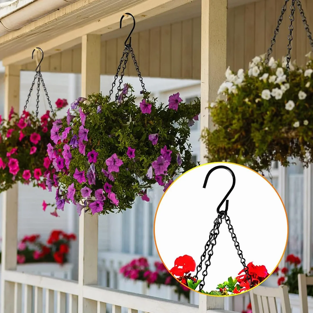 Zestaw 4 łańcuchów ze stali nierdzewnej z haczykiem w kształcie litery S i karabińczykiem, wymienny, hak do zawieszenia, do domku dla ptaków, karmy dla ptaków, gniazdo