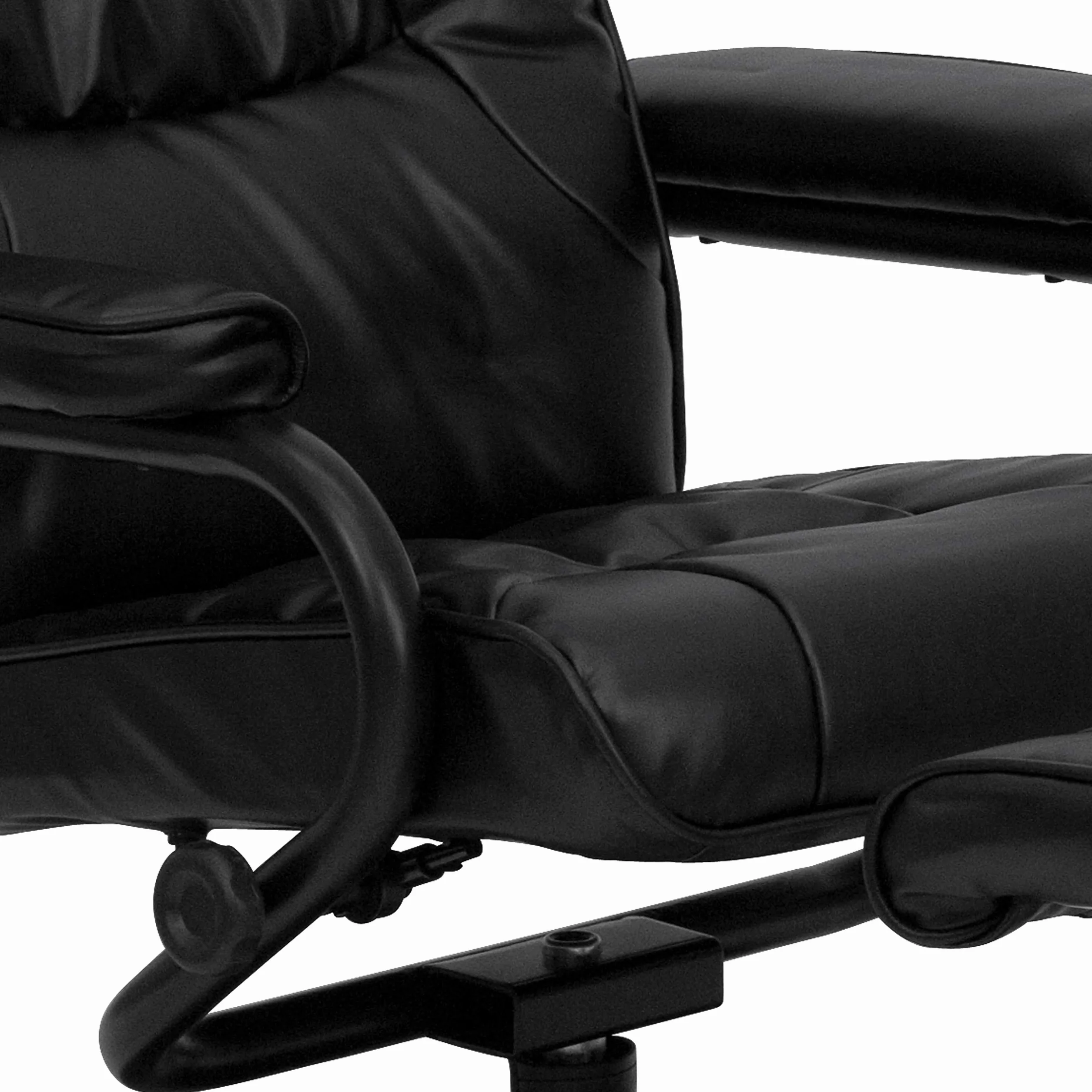 Flash Furniture Współczesny Leżak i Otomana ze Skórzaną Podstawą, Metal, Czarny