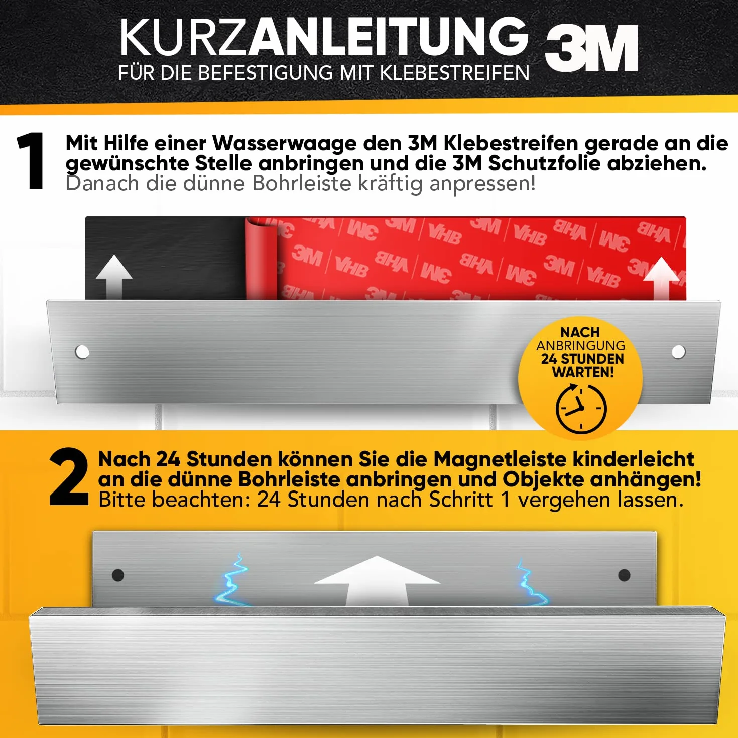 Loco Bird Listwa magnetyczna na noże 40cm Samoprzylepny z taśmą samoprzylepną 3M VHB - Stal nierdzewna Nóż Bar dla narzędzi kuchennych lub narzędzi - Magnetyczny uchwyt na nóż do kuchni, biura i warsztatu