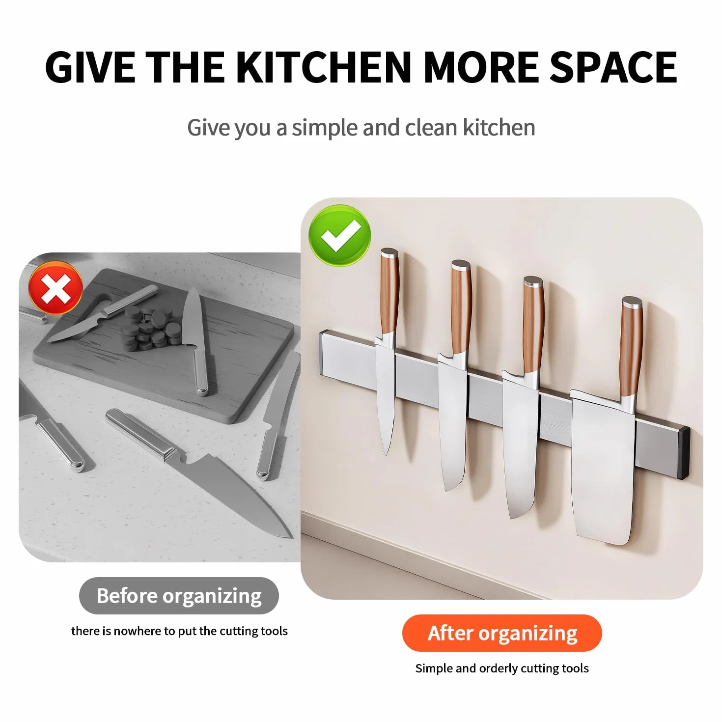 listwa magnetyczna do noży 30 cm – listwa magnetyczna do noży super strong magnetic no-punch self-adhesive stainless steel, uchwyt magnetyczny do noży Do noży kuchennych, nożyczek