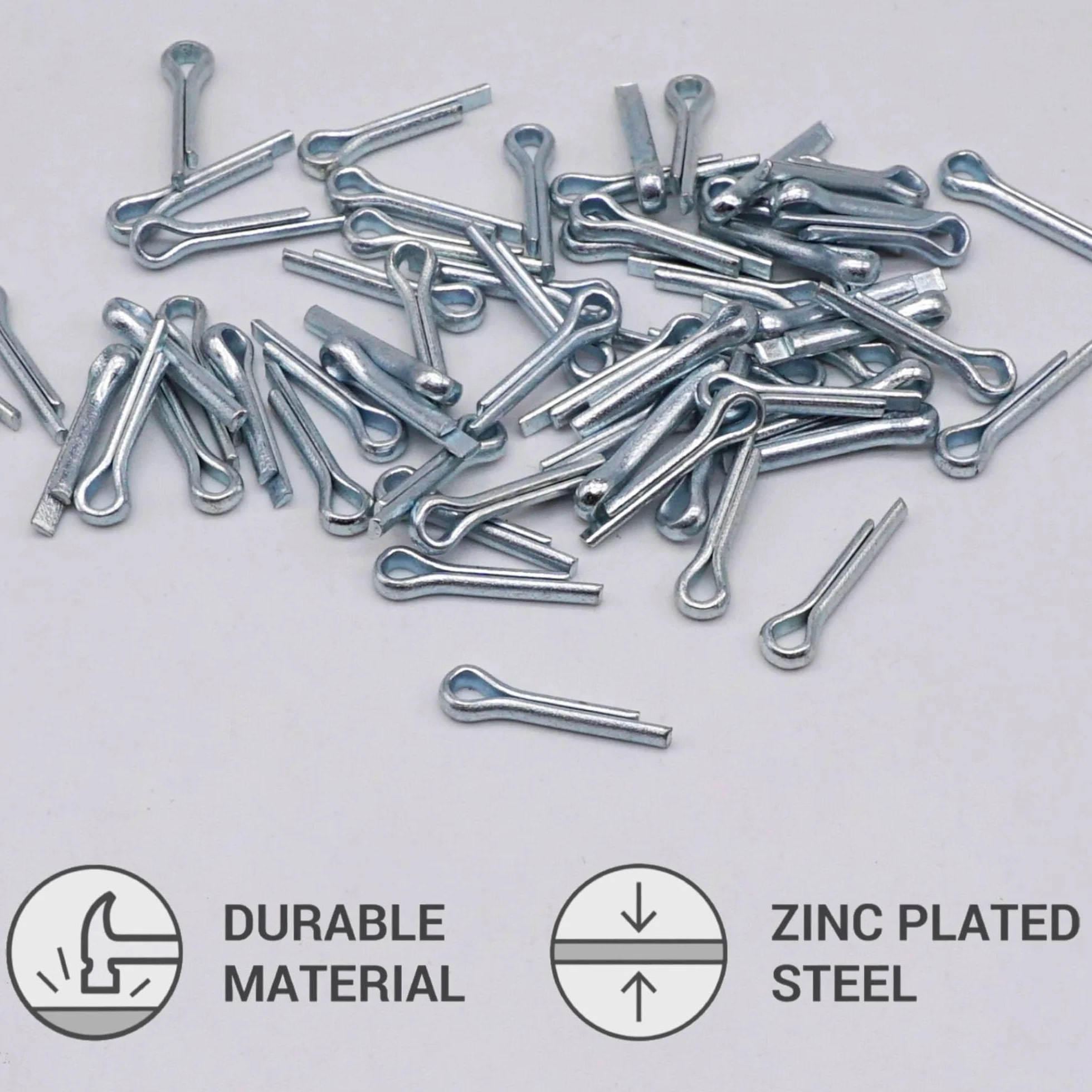 SKIR'CO (500 szt.) Zawleczki ze stali ocynkowanej 2 x 10 mm, Zawleczki, DIN 94, Zawleczki metalowe