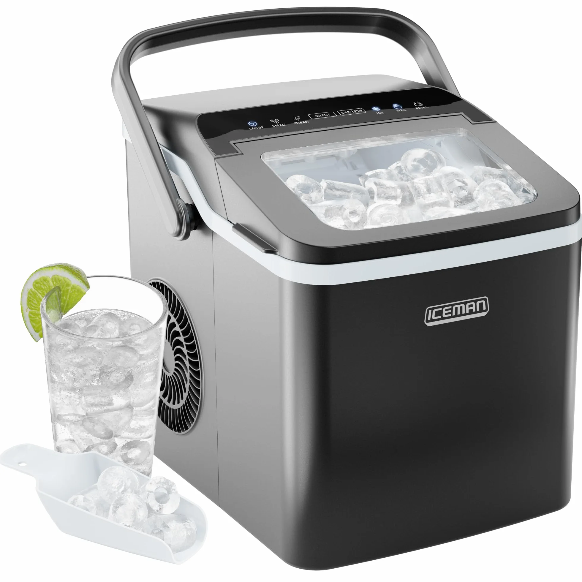 Chefman Iceman Dual-Size Kostkarka do lodu przenośna samoczyszcząca 9 kostek 7 minut 10 kg/24h