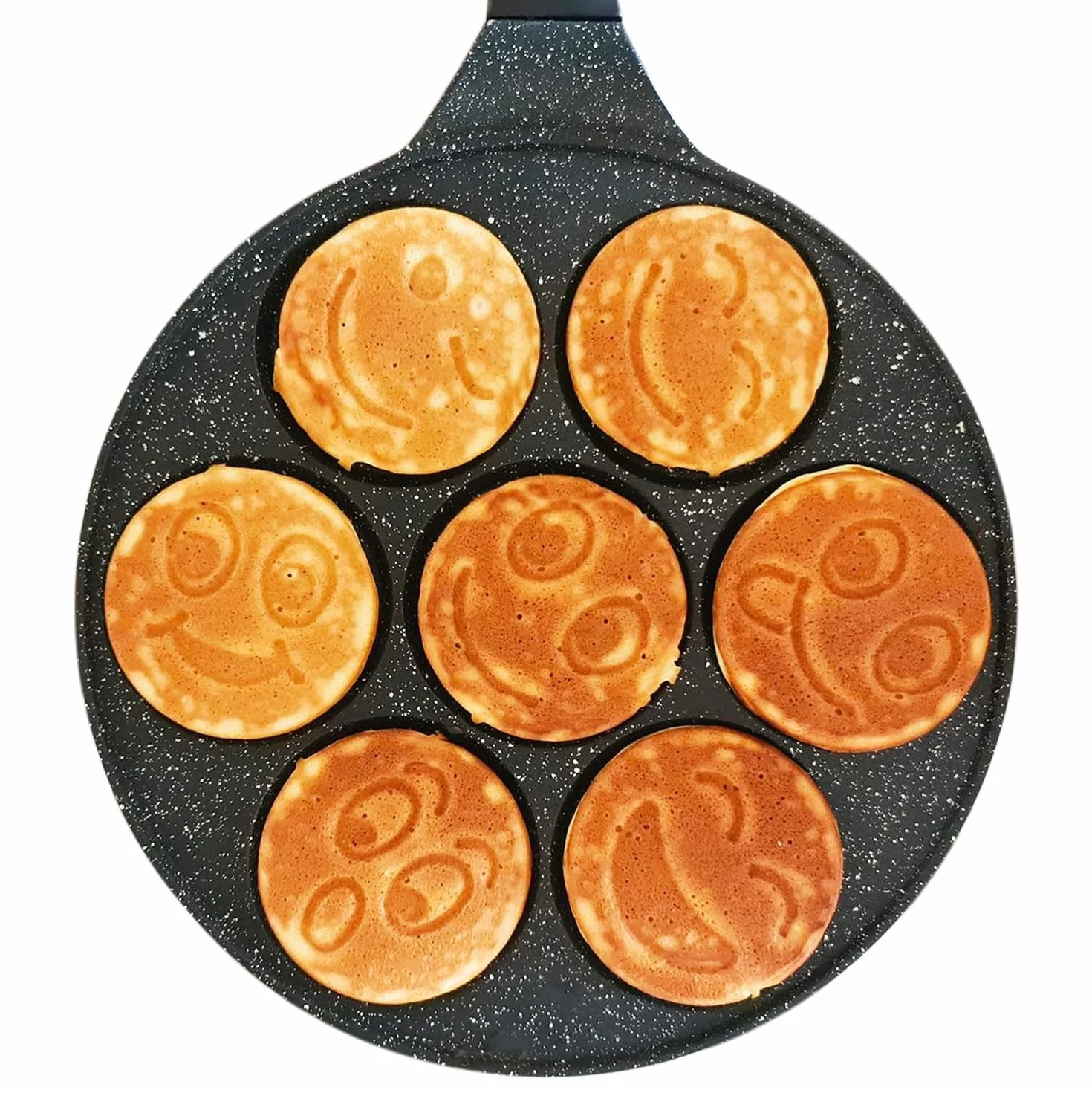 Patelnia do naleśników 7 foremek Smileys 26,5 cm nieprzywierająca marmurowa aluminiowa do indukcji i gazu