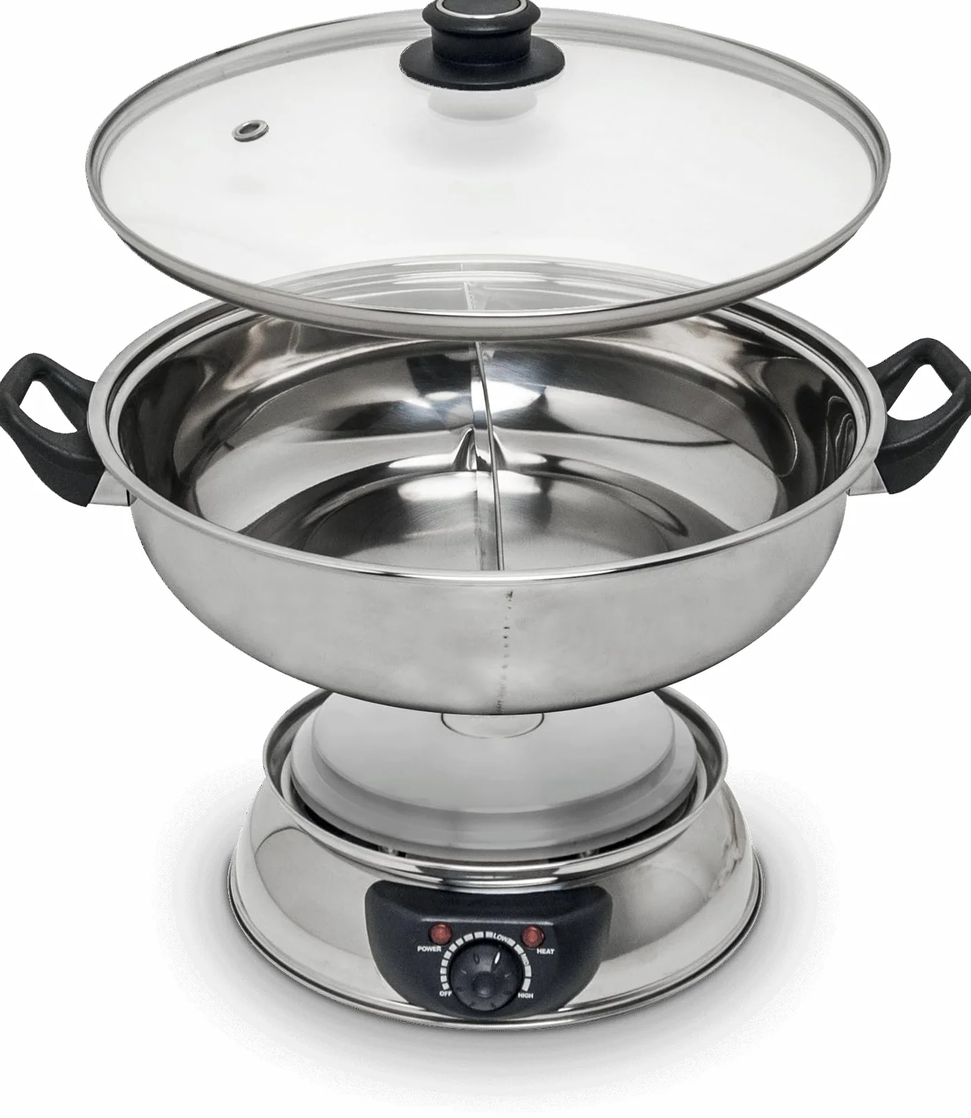 Remo – elektryczna patelnia do fondue – 2 przegródki – 4,5 litra – Ø 30 cm – elektryczny garnek – 2 oddzielne kieszenie