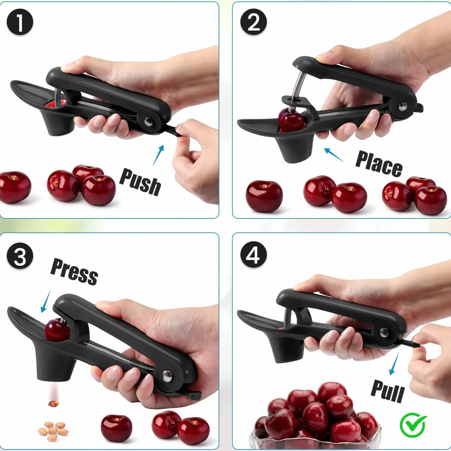Drylownica do wiśni ze stali nierdzewnej Cherry Corer czarna