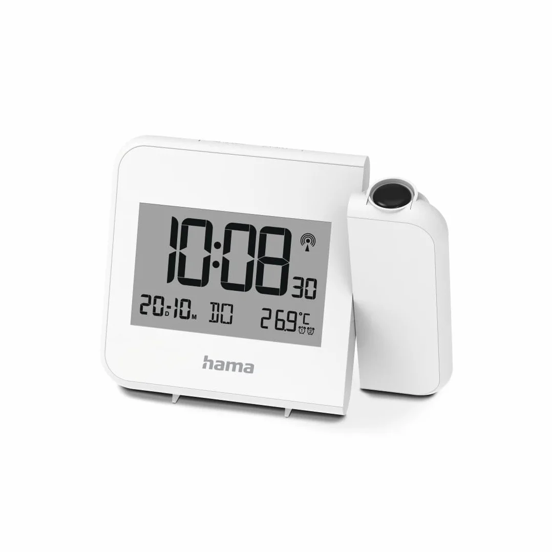 Budzik Elektroniczny Hvar z Projektor, Regulowana Projektora 180°, Programowanie Dwóch Czasów Budzenia, Szybki Alarm, Zegar Sterowany Radiowym Sygnałem Czasowym DCF, Przełączanie Stref Czasowych