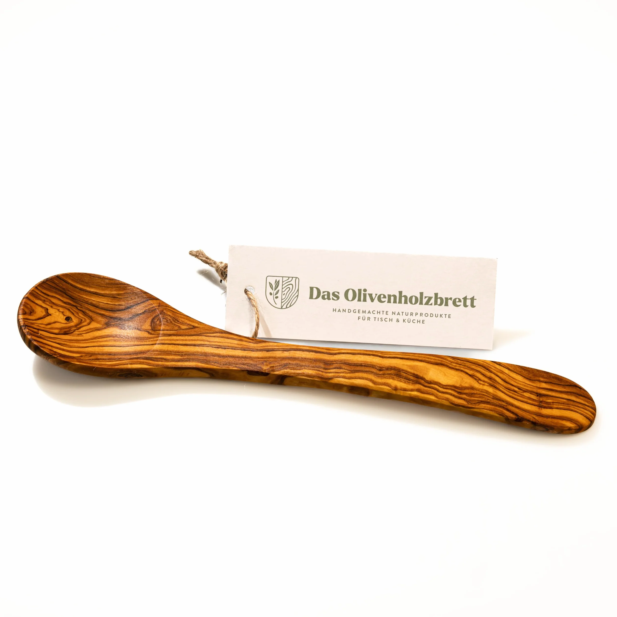 DAS OLIVENHOLZBRETT ® Łyżka z drewna oliwkowego 20 cm / standardowa łyżka z drewna/drewno oliwne Loeffel
