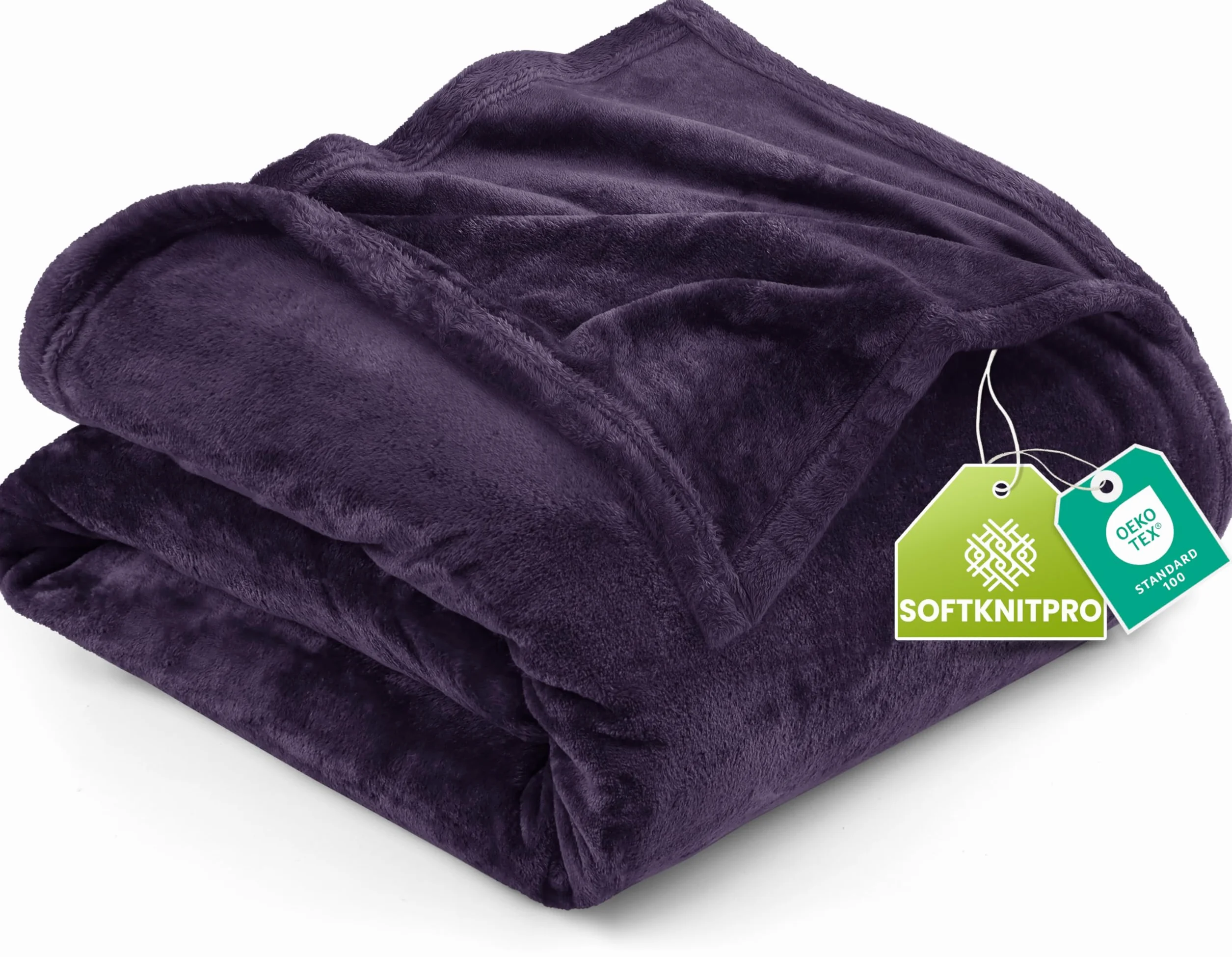 Utopia Bedding Przytulny koc polarowy [150 x 200 cm, fioletowy] miękki, lekki, ciepły, przytulny i oddychający koc na łóżko, sofę, kanapę
