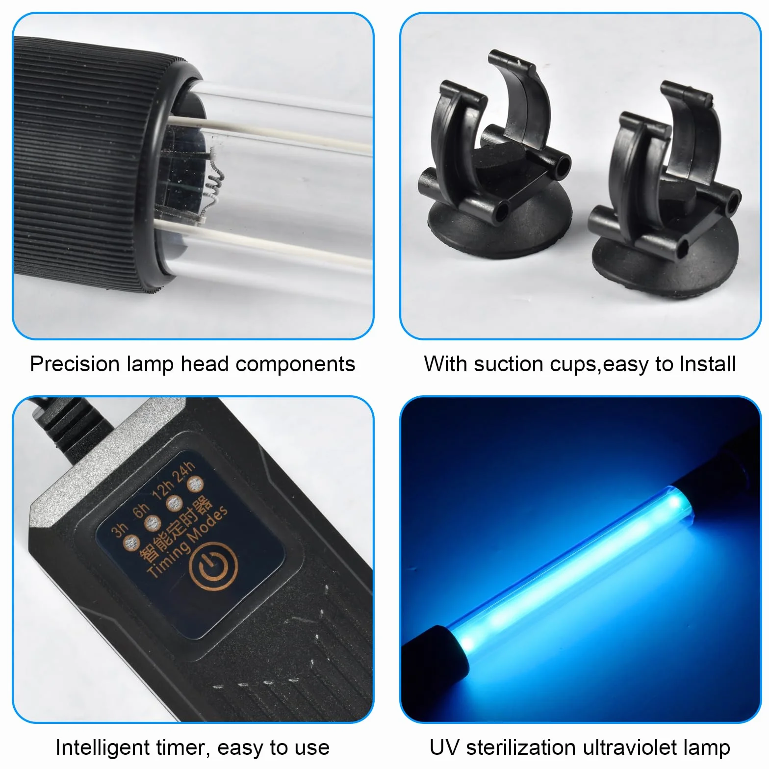 Funmo Akwarium sterylizator UV, lampa UV do sterylizacji, światło UV, oczyszczacz wody, do akwariów do podwodnej sterylizacji, dezynfekcji wody i zabijania zielonych alg i bakterii