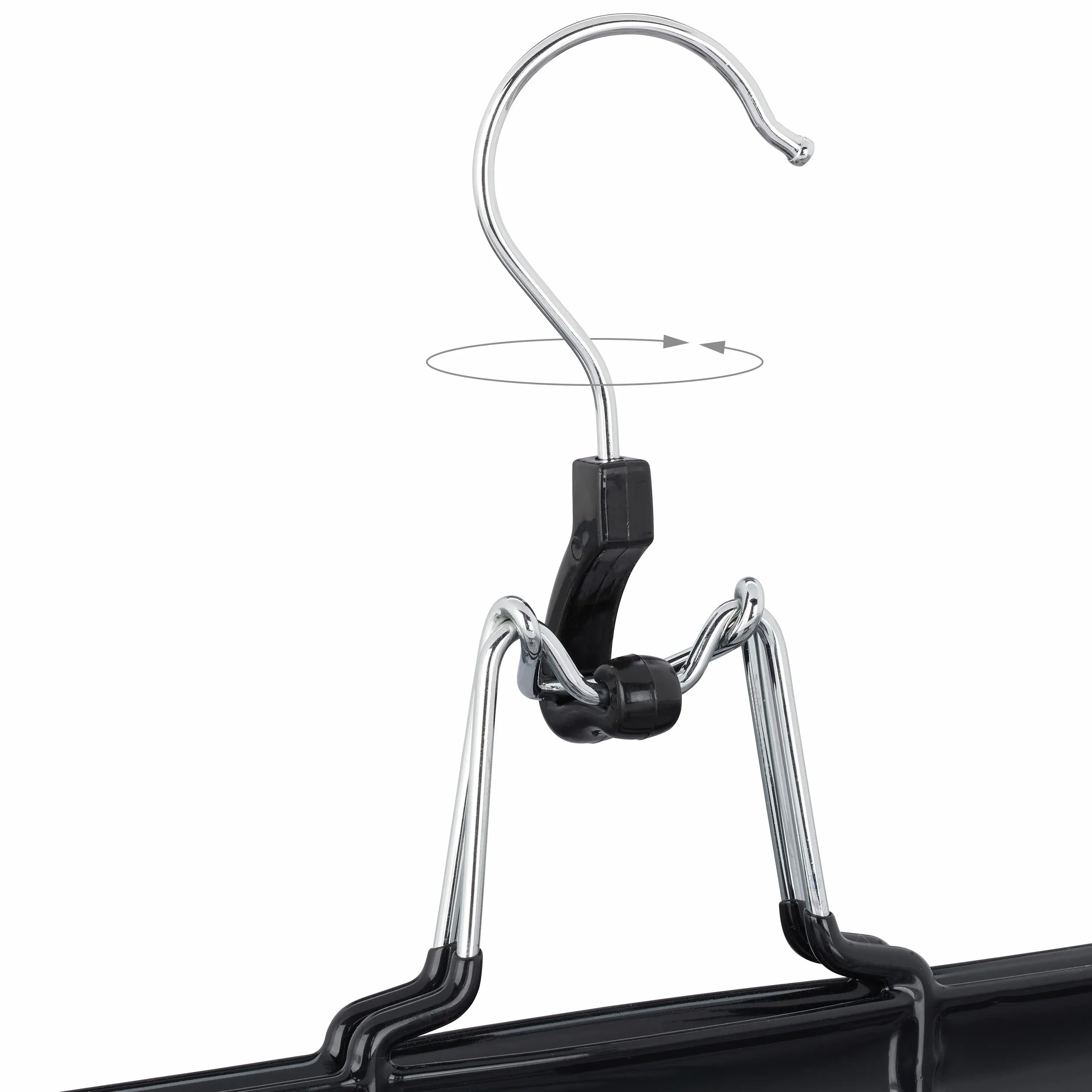 Relaxdays Metalowy wieszak na spodnie zestaw 5 sztuk, hak obracany o 360°, mocno zamykający, pałąk do spódnicy, gumowe zaciski, 26 cm, czarny