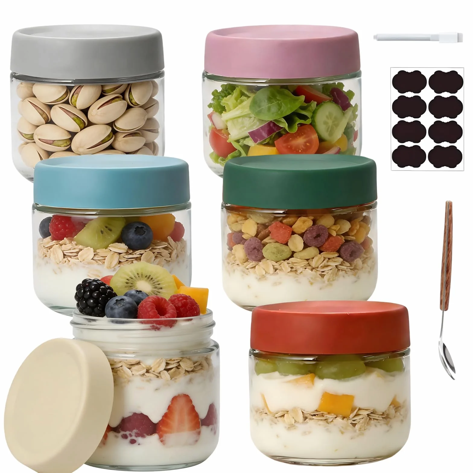 Słoiki na płatki owsiane 6 sztuk 300 ml z zakręcaną pokrywką Mason Jar