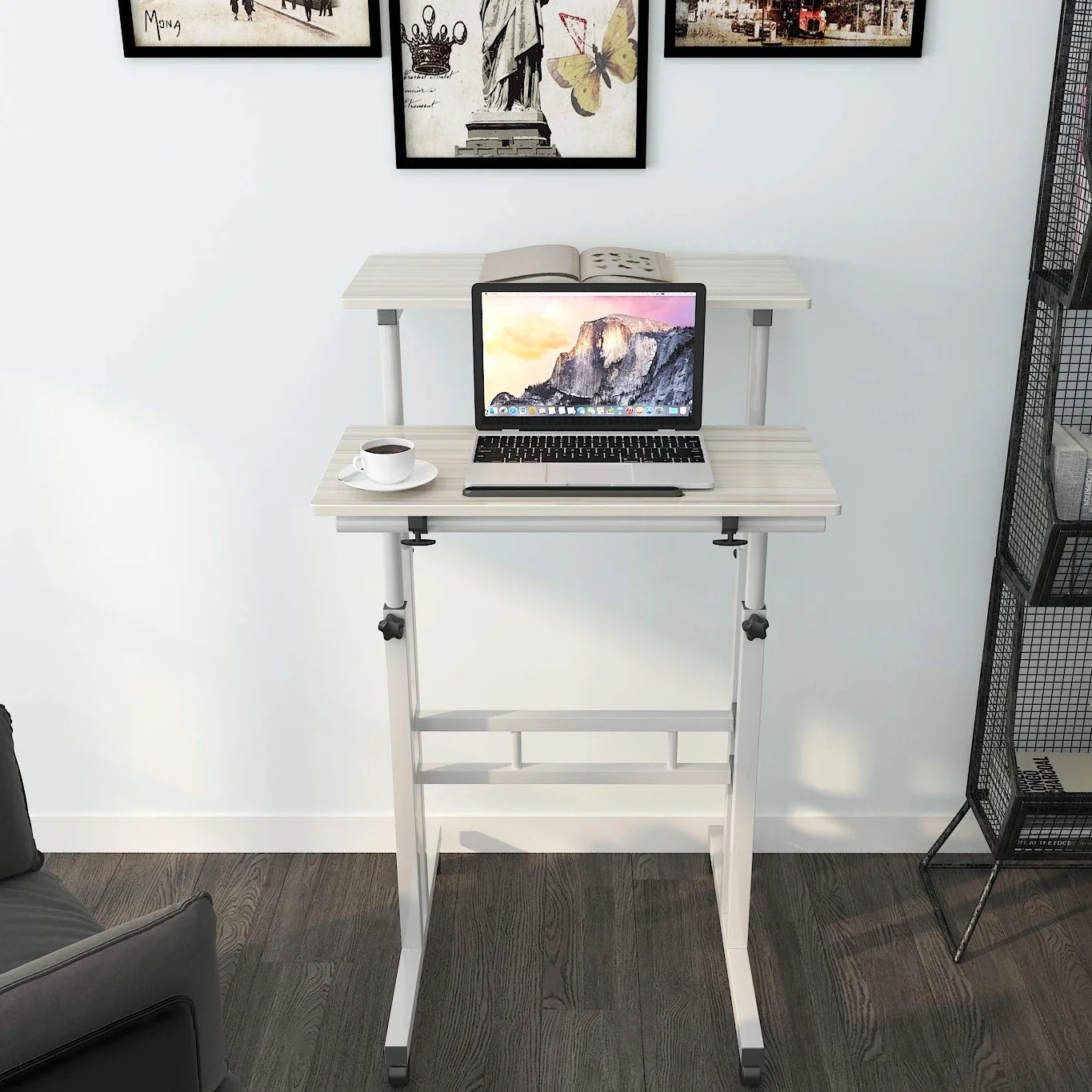 sogesfurniture Regulowana stojąca biurko komputer biurko stanowisko robocze biurko stojące biurko do domowego biura, 60 x 30 x 70-115 cm, klon BHEU-101-MP