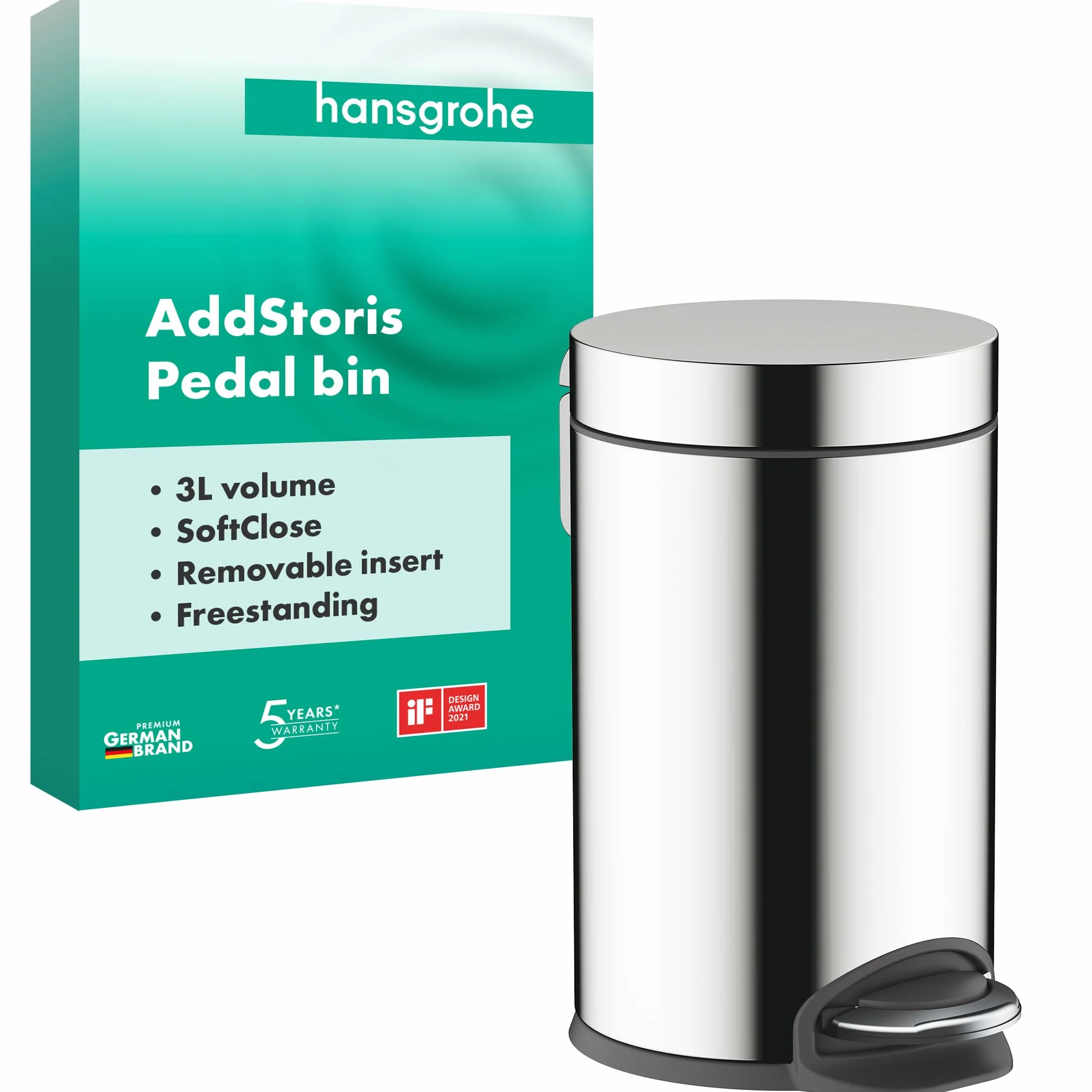 hansgrohe Focus - jednouchwytowa bateria umywalkowa z zestawem odpływowym klik-klak, kran łazienkowy z wylewką 94 mm, oszczędność wody (EcoSmart), chrom, 31607000