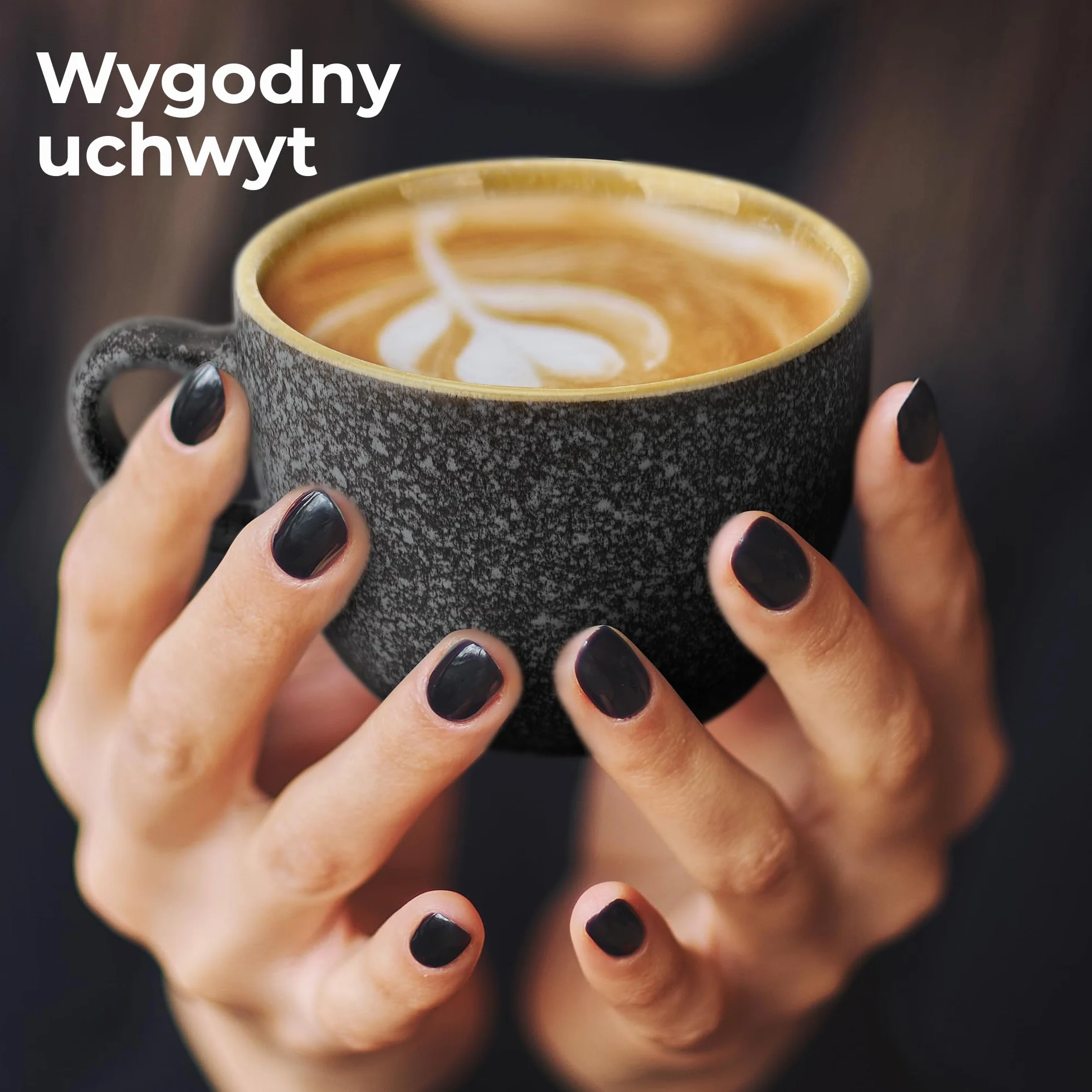 MIAMIO Ceramiczny kubek do cappuccino 190 ml zestaw 6 sztuk ze spodkami i metalowym stojakiem