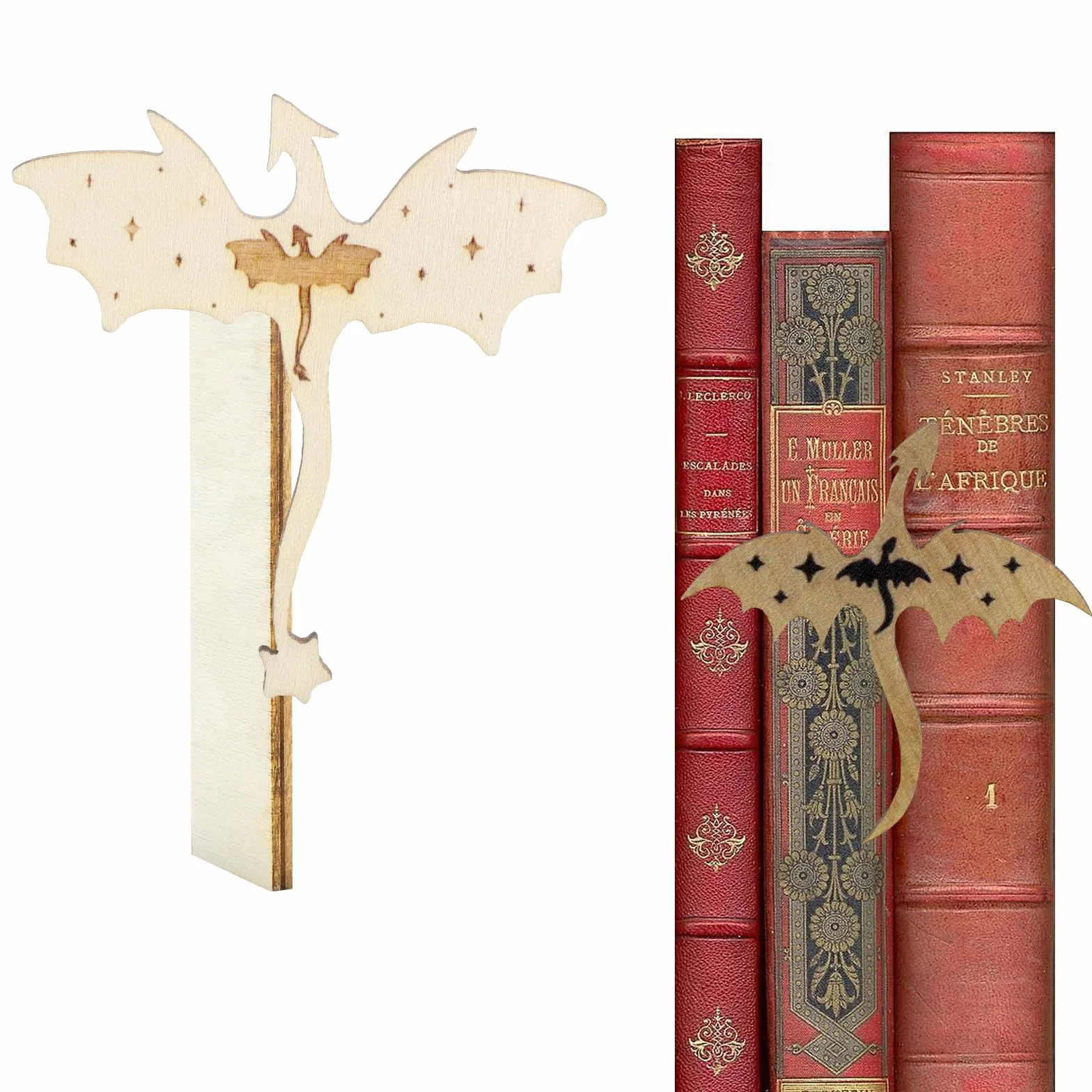 Podpórka do książek, Fantasy Drachen Bookends retro regał na książki dekoracja do szkoły, na biurko, do domu i biura (jasnobrązowy, mały)
