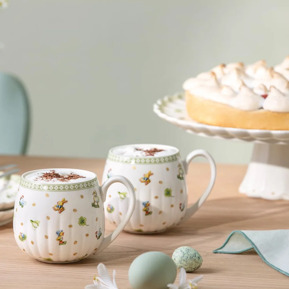 Villeroy & Boch Easter Delight zestaw 2 kubków z uchem porcelana Premium złote detale duże kubki do herbaty