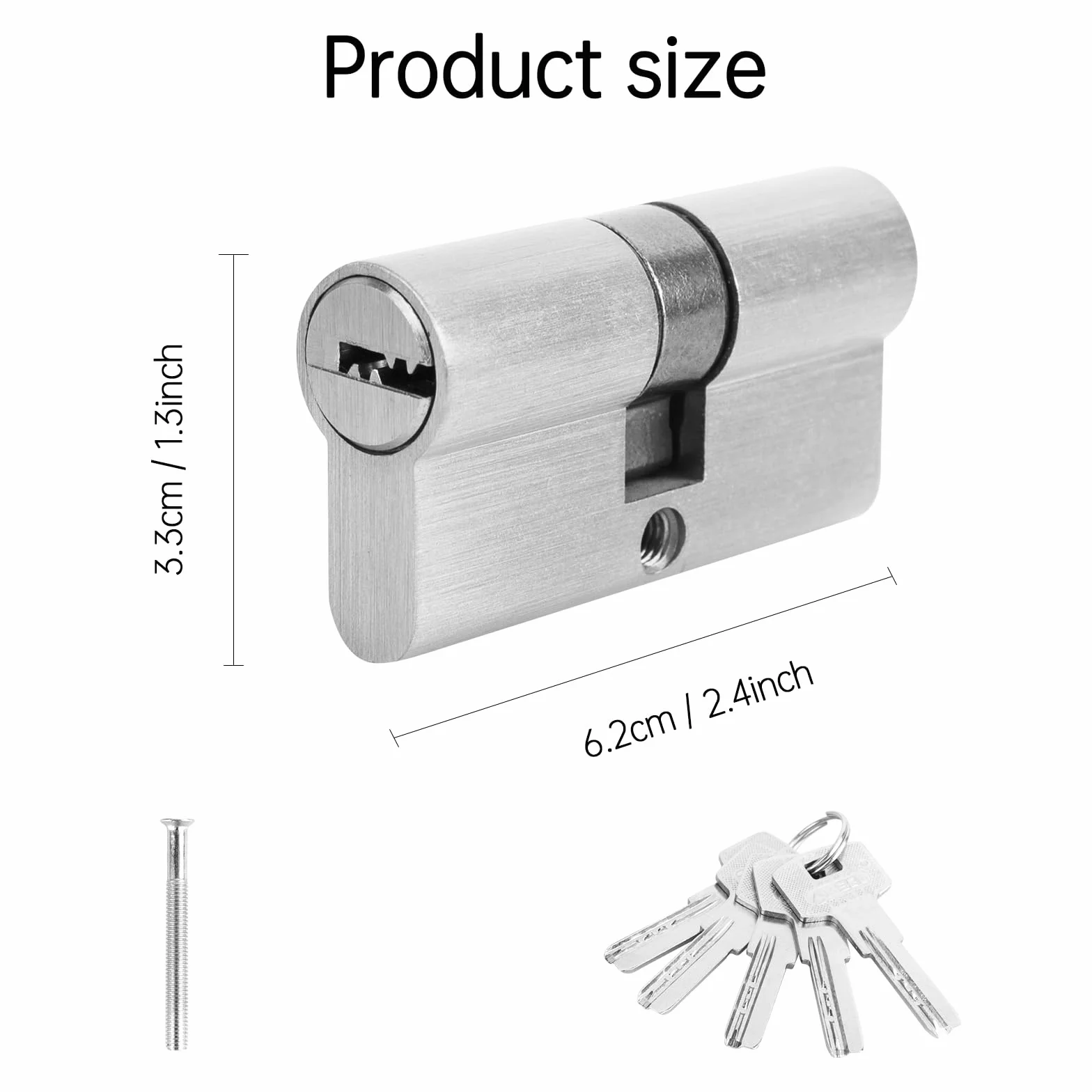 cylinder do drzwi zamykający 30/30 profilowy z 5 kluczami bębenek gałka do zamka drzwi wejściowych wewnętrznych 6 cm x 1,5 x 1,5