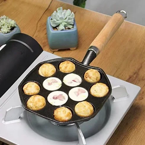 Patelnia Takoyaki Żeliwna Nieprzywierająca 14 otworów do Smażenia