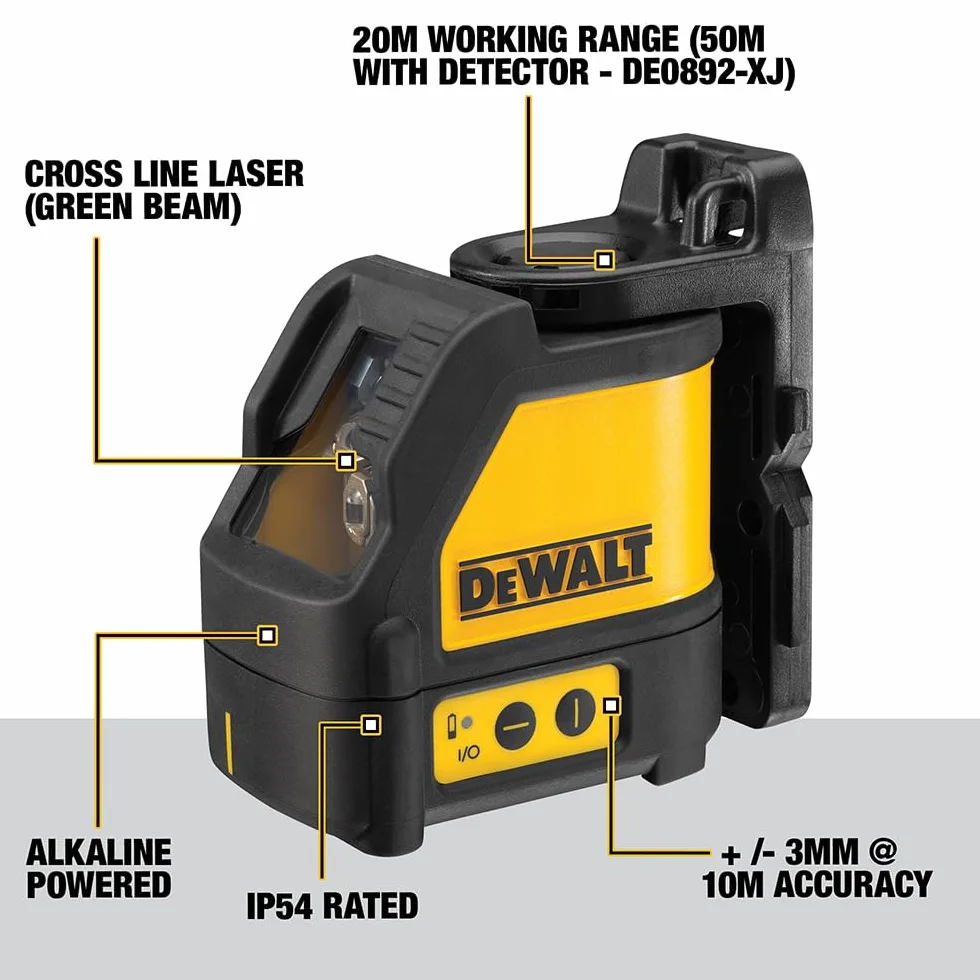 DEWALT Nowoczesny Láser autonivelante 2 líneas en cruz verdes (horizontal i vertical) dla profesjonalistów i majsterkowiczów do pracy profesjonalnej wysoka trwałość