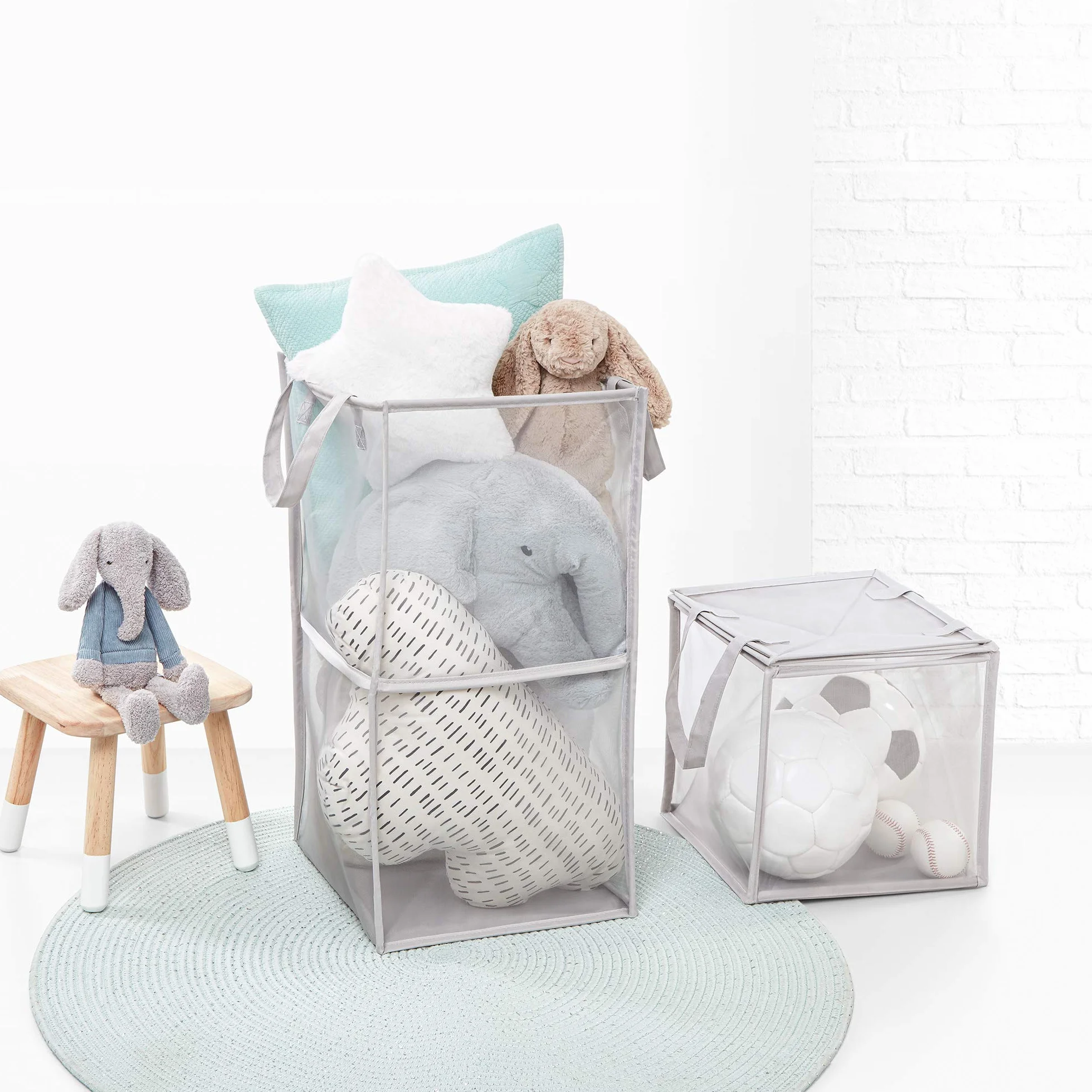 Rayen Cesta de almacenaje plegable, szary, Medida: 2 62 x 30 x 30 cm / 1 poziom: 30 x 30 x 30 cm/plegado: 30 x 30 x 3,5 cm