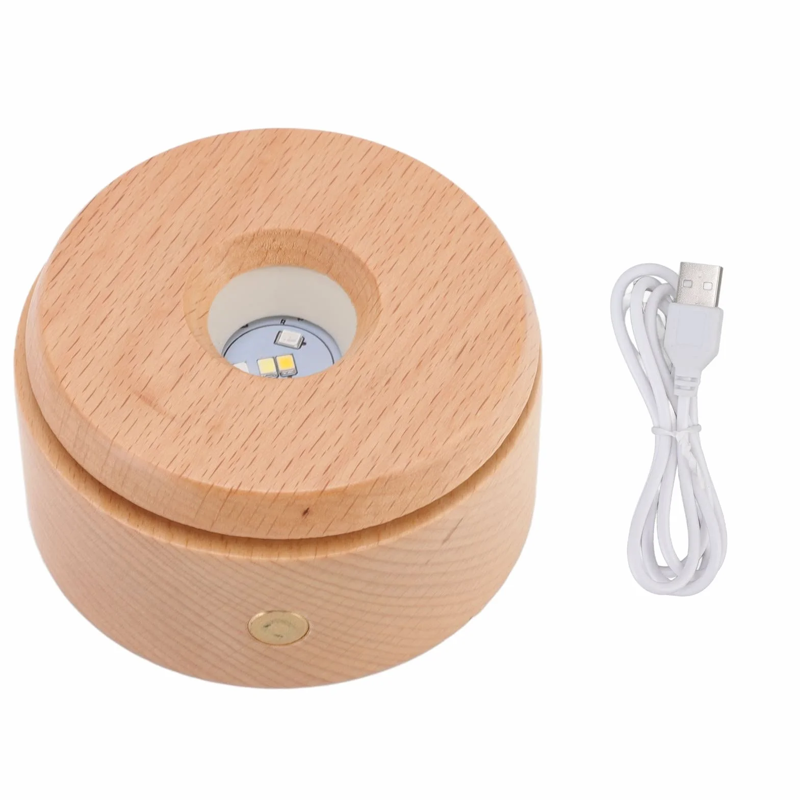 Drewniana Podstawa świetlna Led Obrotowa Wielomodowa ściemnianie Dotykowe Kolorowa Podstawa Lampy USB Kryształowa Podstawa Grafiki 3D Art Stojak Wystawowy LED