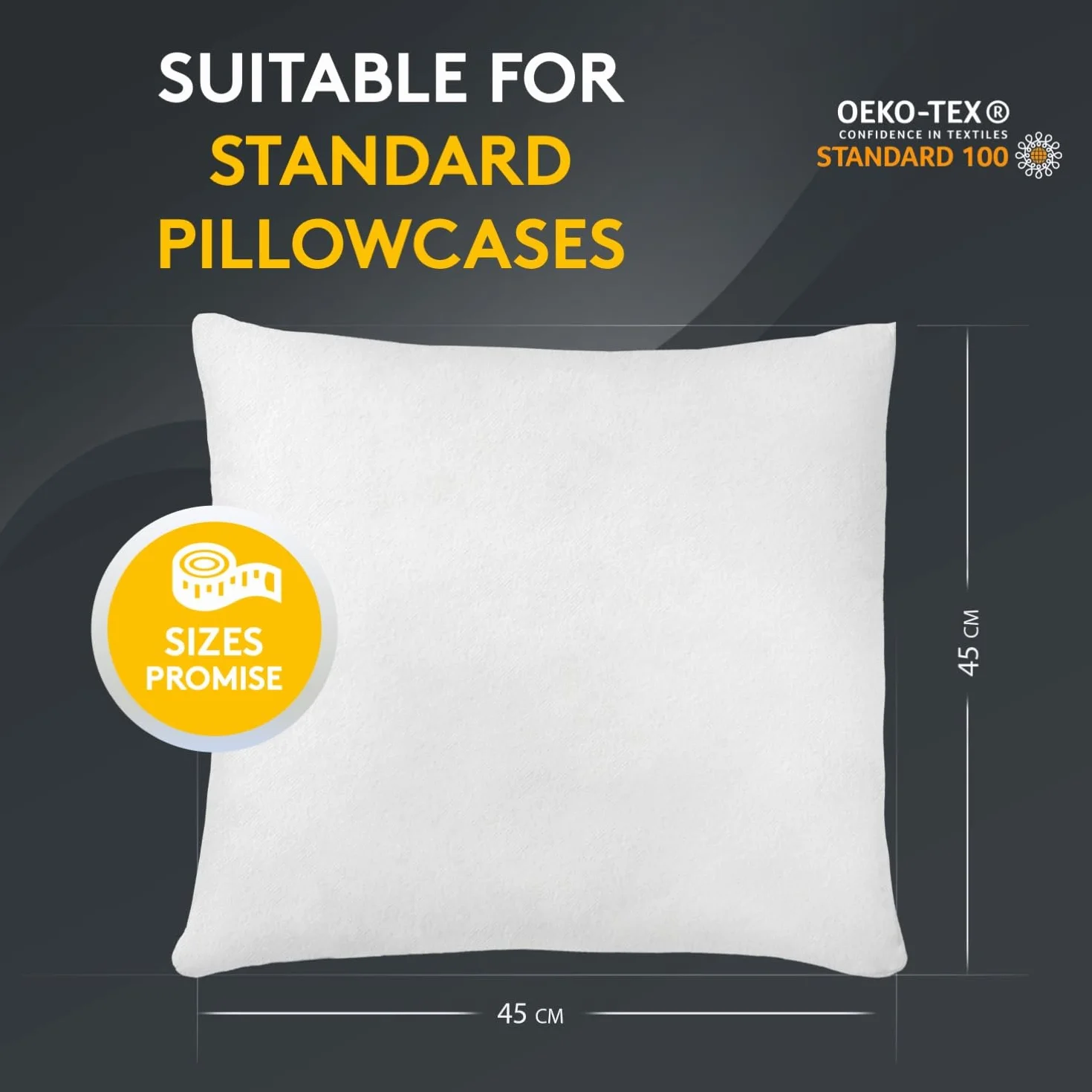 LILENO HOME Zestaw 4 wypełnienia poduszki 45x45 cm - Wewnętrzna poduszka prana w 40°C, odpowiednia dla alergików - Poduszka z poliestru jako poduszka na kanapę, sofę, poduszka na głowę