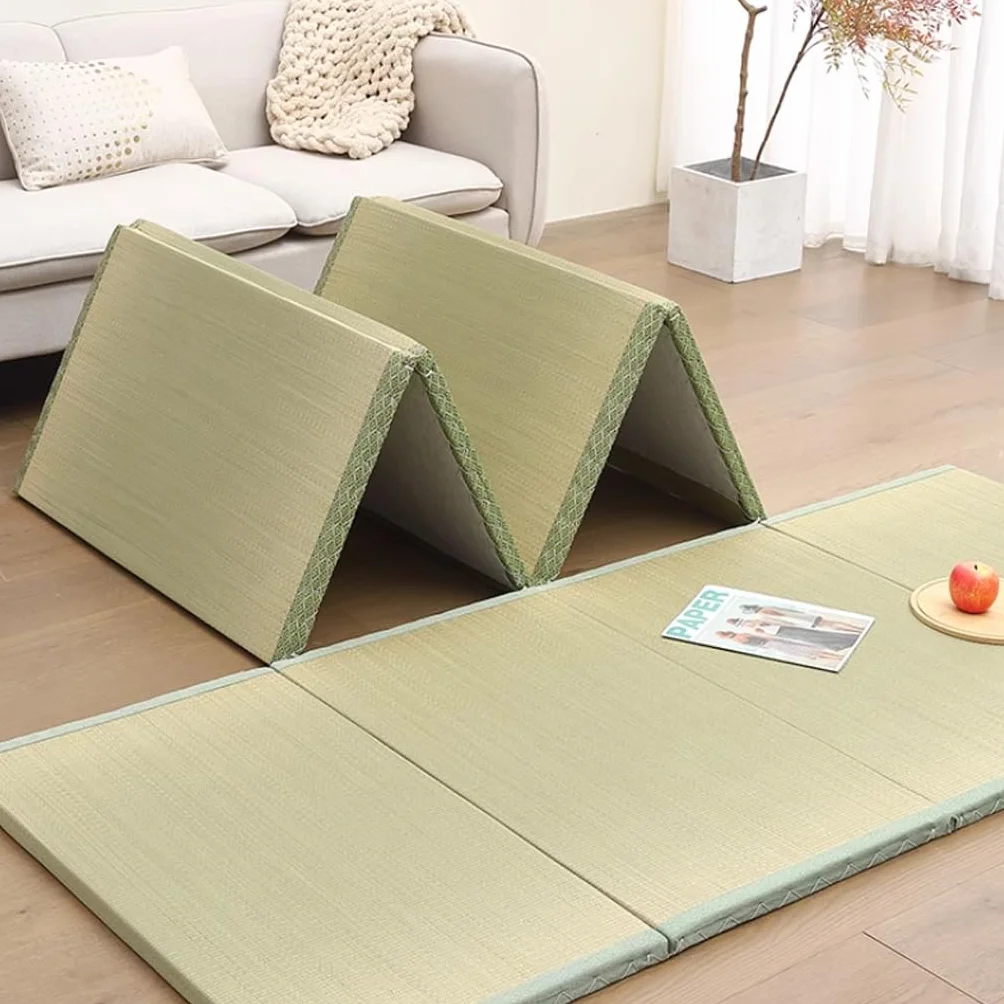 Japoński Materac Tatami, Składany Wygodny Materac Futon Ze 100% Naturalną Zieloną Trawą Rush, Idealny Do Medytacji Jogi Zen Room Tearoom(Size:200x90x3.5cm)