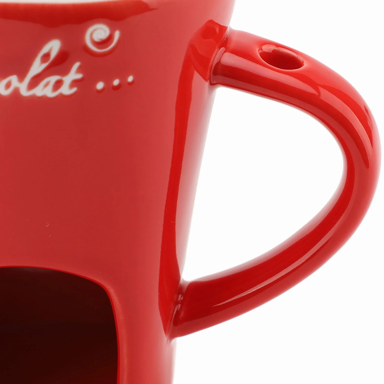 Ceramiczny Kubek do Topienia Czekolady Fondue z Widelcem, Czerwony