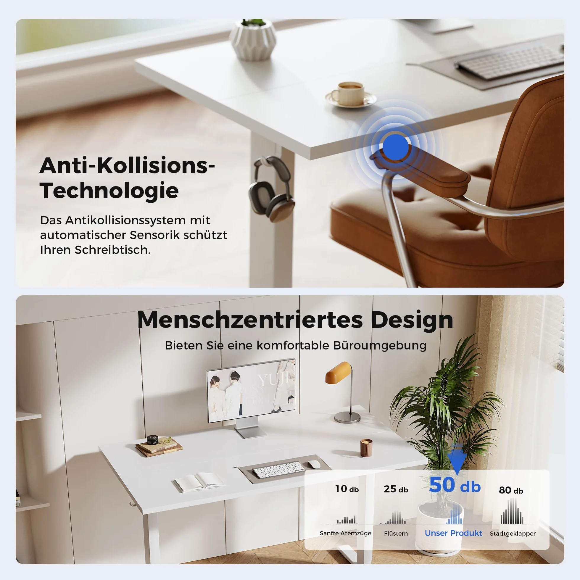 Agilestic Biurko z regulacją wysokości 100 x 60 cm, stabilne biurko z elektryczną regulacją wysokości i ręcznym sterowaniem z pamięcią, ergonomiczne biurko do pracy na stojąco lub siedząco, biały