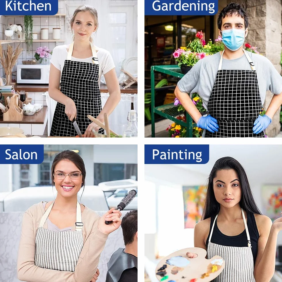 Vicloon Fartuch kuchenny, 2 szt., regulowany, wodoodporny, z kieszenią, dla kobiet, mężczyzn, szefa kuchni, do ogrodu, restauracji, kawiarni, na grill