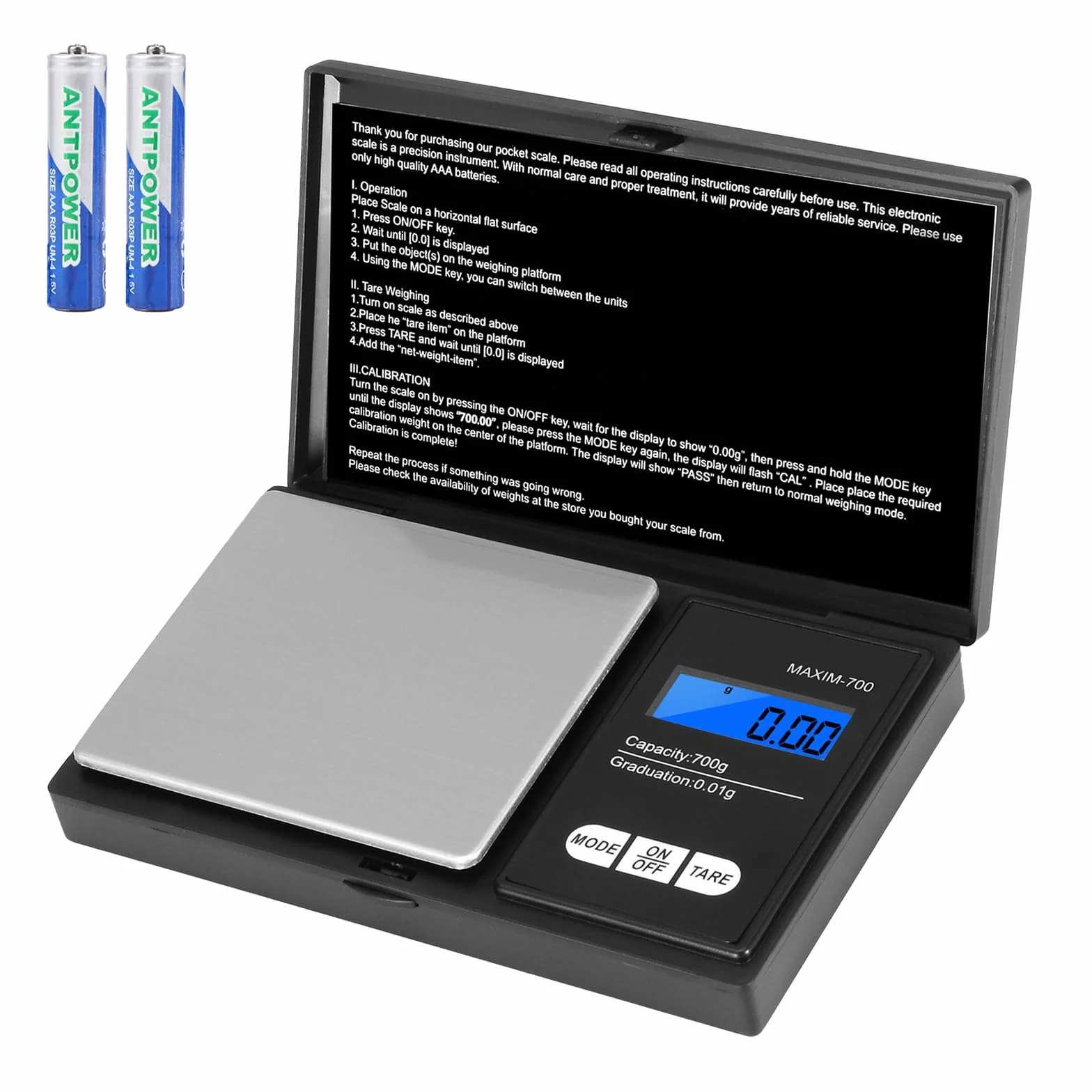 Oderra Cyfrowa waga kuchenna 700 g x 0,01 g precyzyjna z podświetlanym wyświetlaczem LCD