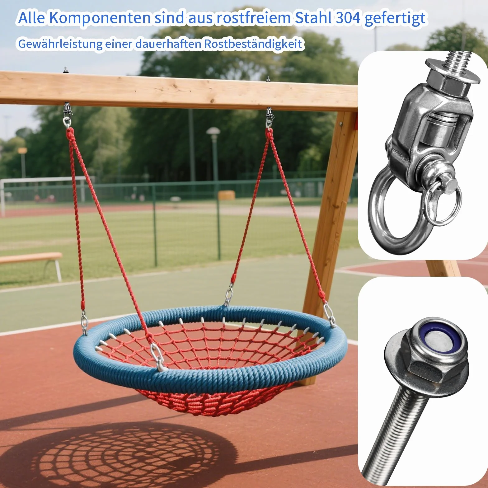 2-częściowy zestaw haków na huśtawkę, drewniane belki M10, stal nierdzewna, zawieszenie hamaka, mocowanie sufitu betonowego, obracany o 360°, do dużych obciążeń, fotel wiszący, z łożyskiem do porch