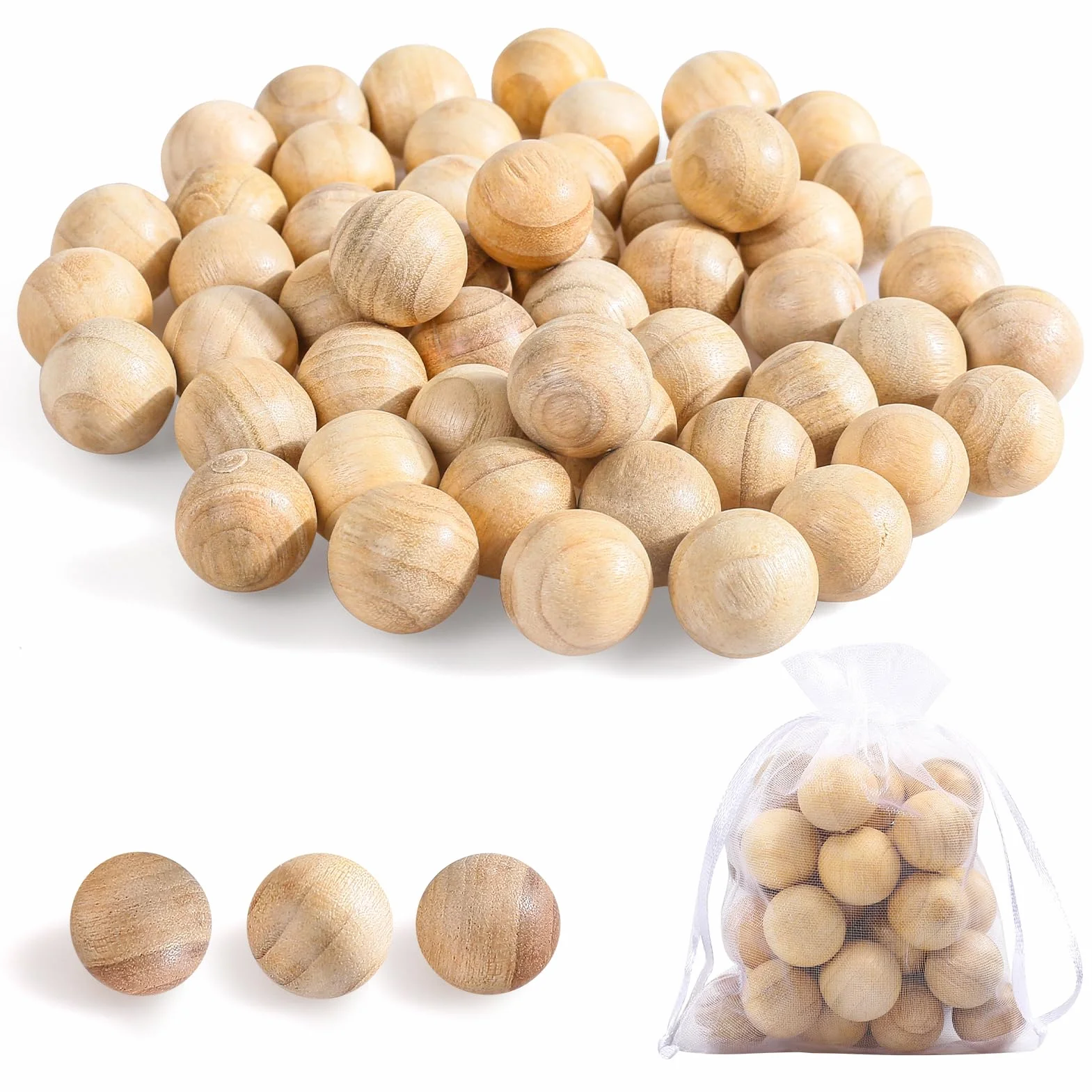 50 sztuk naturalnej ochrony przed molami z drewna cedrowego, kulek zapachowych, motylek do szafy na ubrania przeciwko molom (50, 2,5 cm)