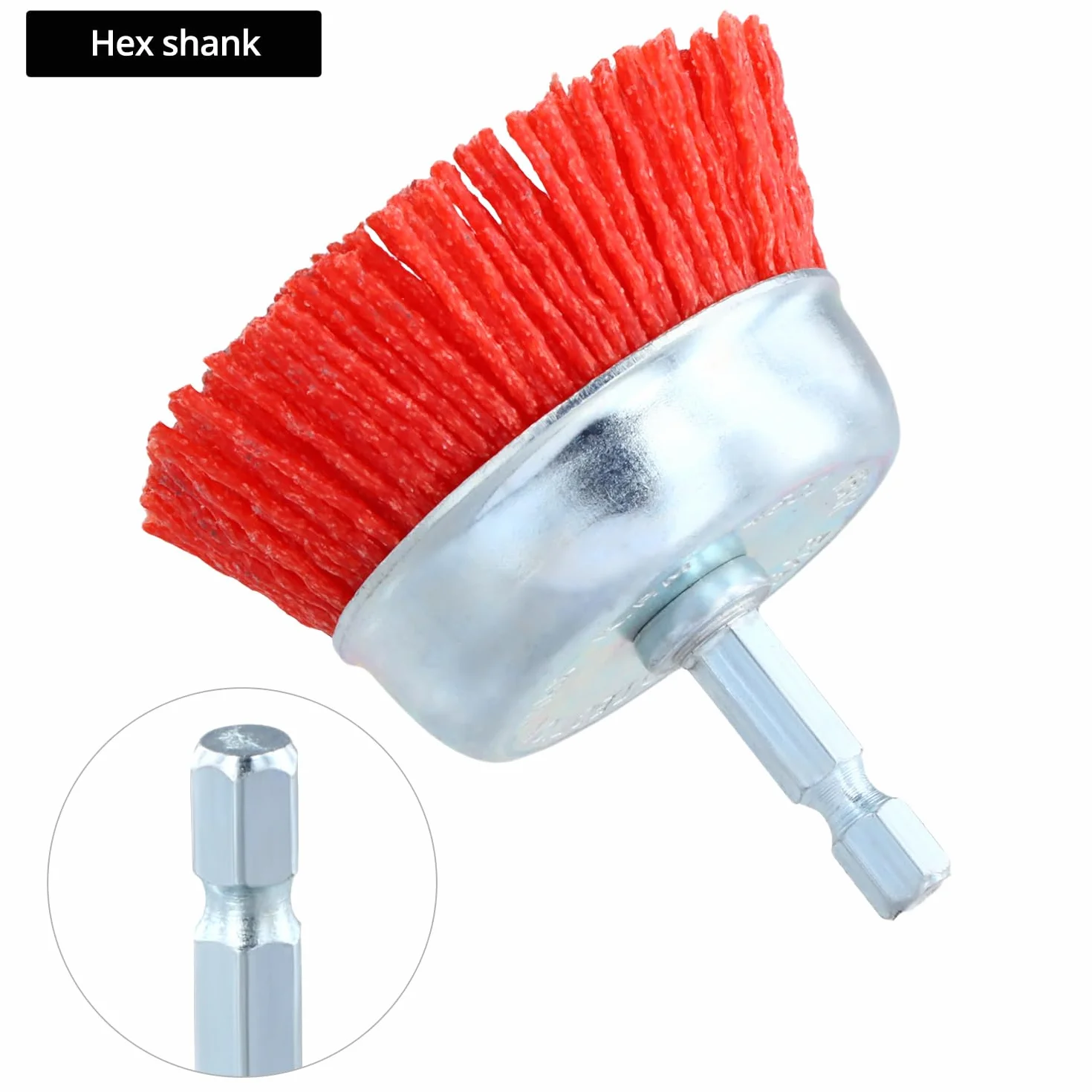 QWORK® 6 sztuk nylonowej szczotki, nylonowa szczotka tarczowa z trzonkiem 1/4" (6,35 mm), do szlifowania, czyszczenia i zwalczania