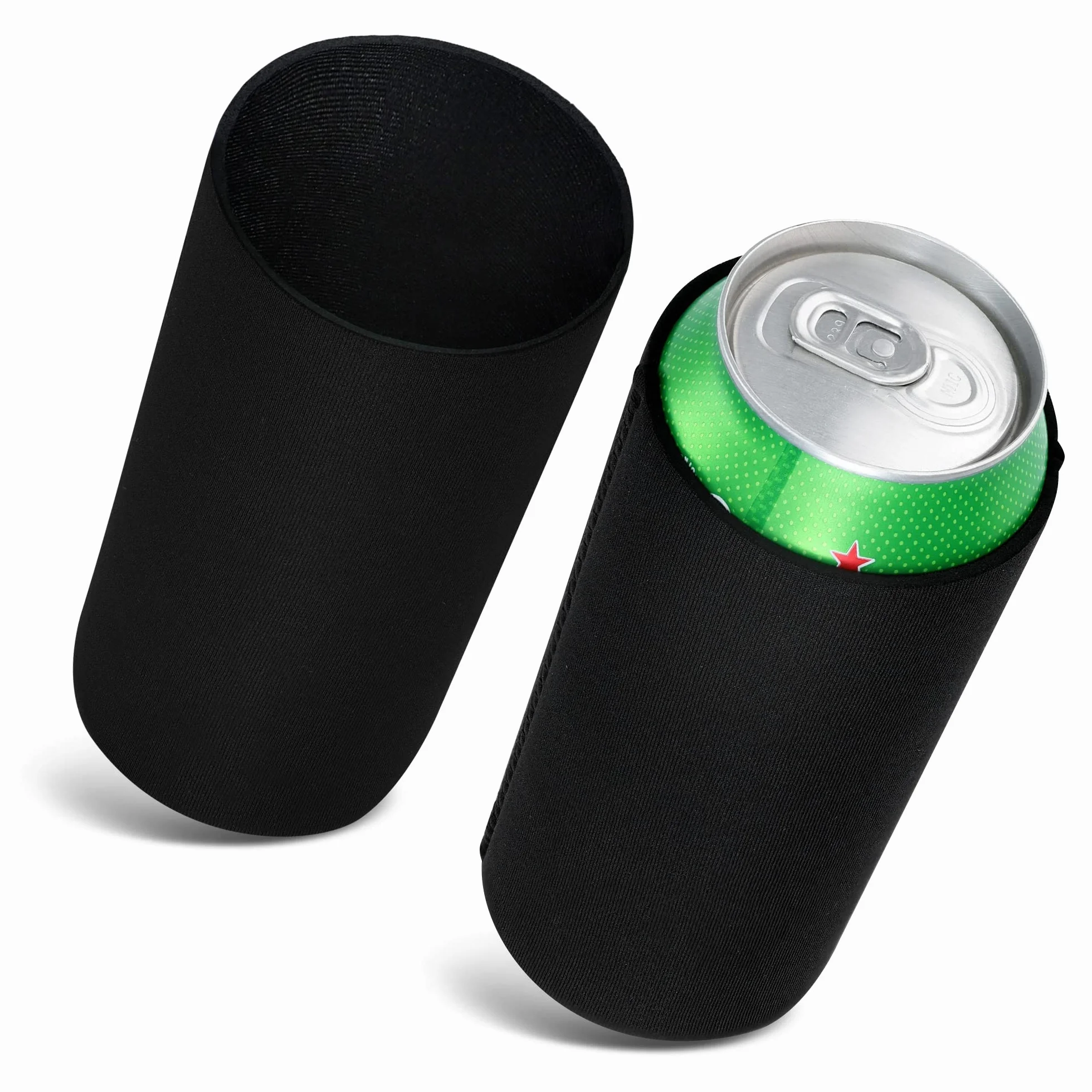 kwmobile Zestaw 2 neoprenowych chłodziarek do puszek 500 ml – czarne