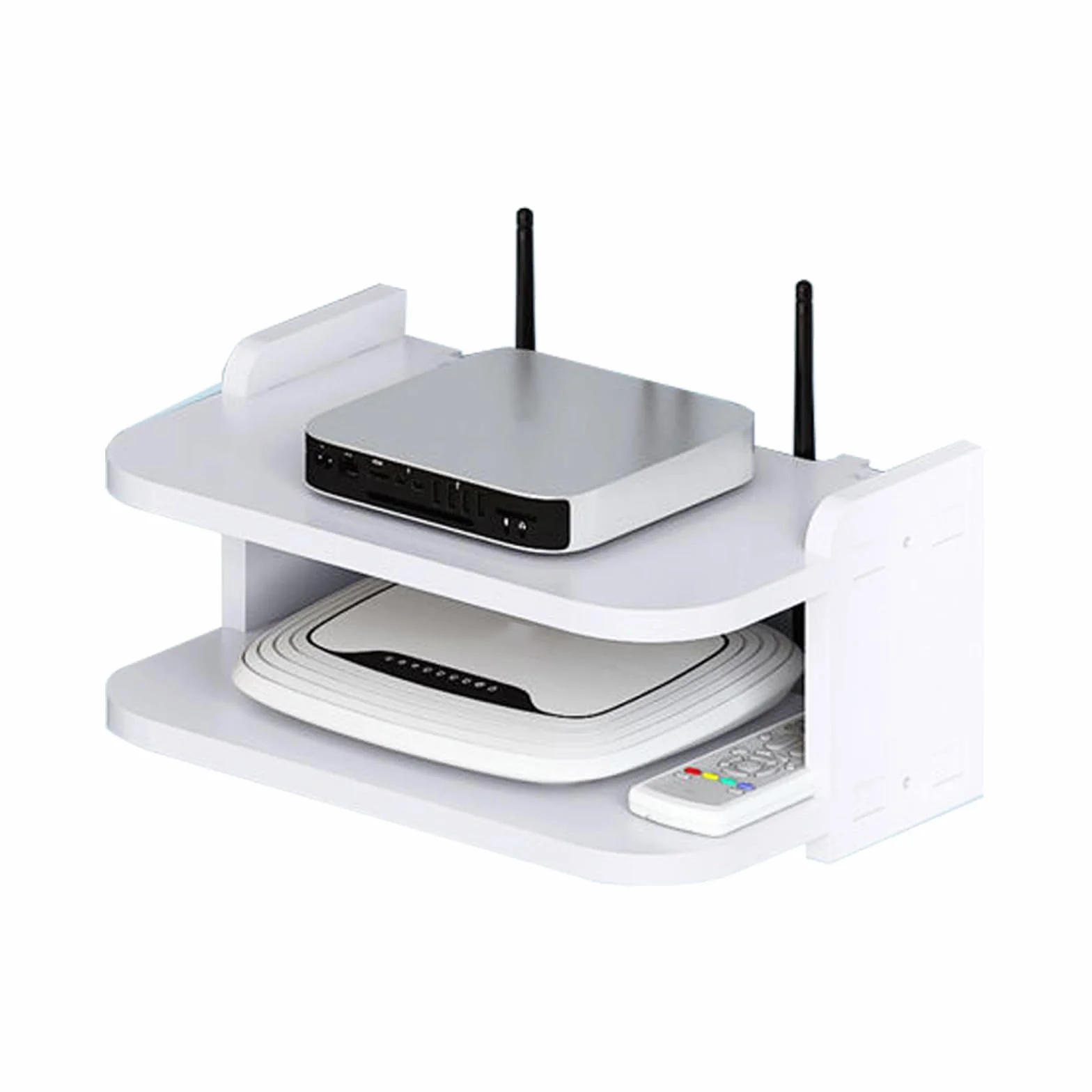 Catekro Router WiFi Storage Box, półki pływające, stojak na telewizor górny stojak ścienny wielowarstwowa półka do przechowywania, szafka pod telewizor Półki ścienne