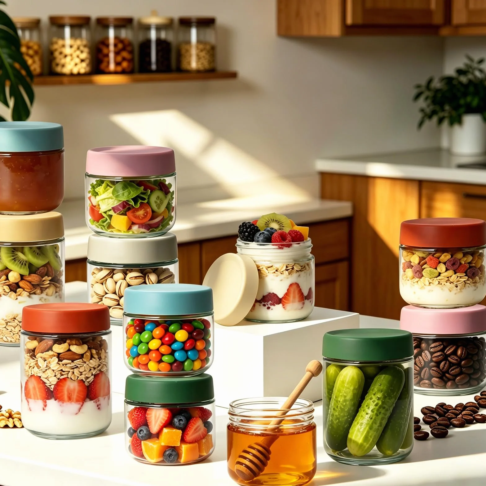 Słoiki na płatki owsiane 6 sztuk 300 ml z zakręcaną pokrywką Mason Jar
