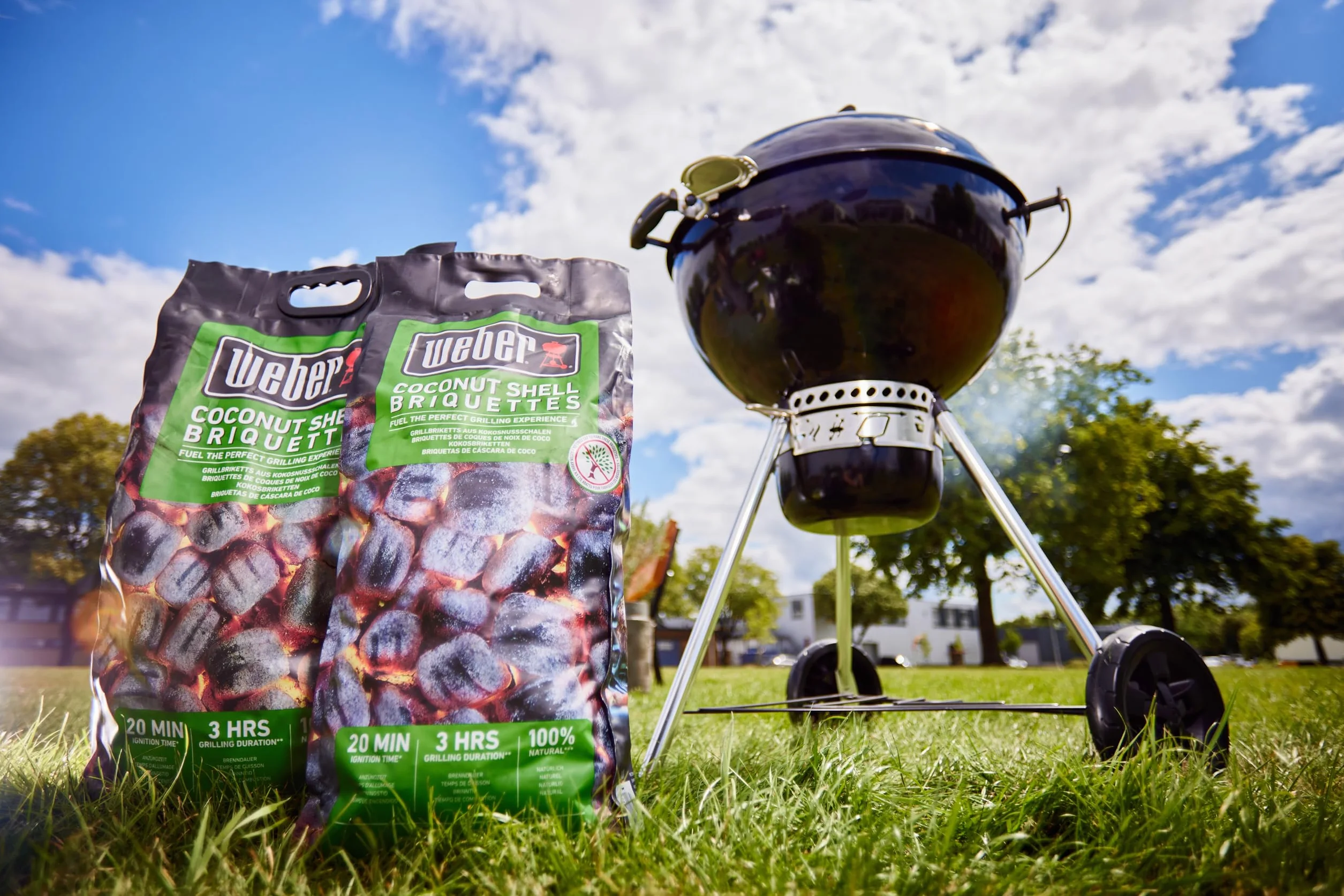 Weber Brykiet do Grilla z Skorupek Kokosowych (2kg Worek), Wydajny, do Długiego i Stabilnego Żaru, Idealny do Długiego Grillowania Mięsa, 100% Naturalny (18450)