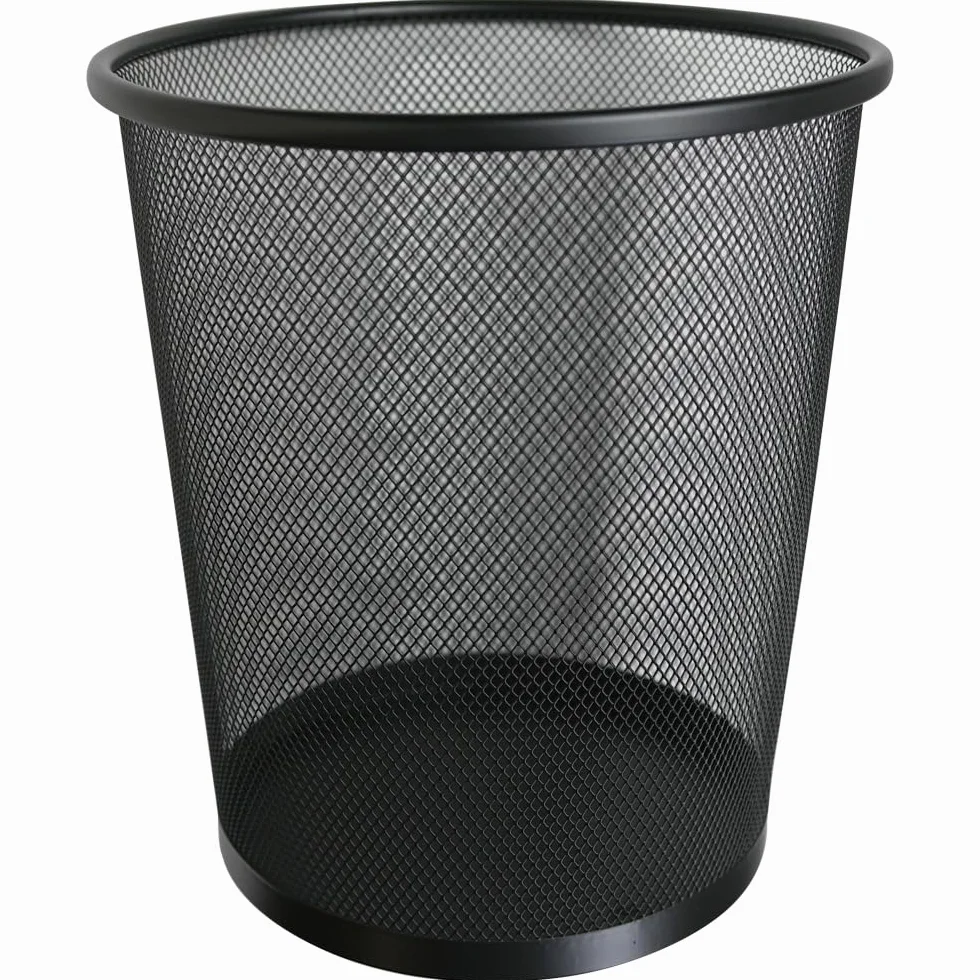 Ram® Okrągły kosz na śmieci z siatki, do łazienki, kuchni, biura, sypialni, studentów, czarny, 20 l