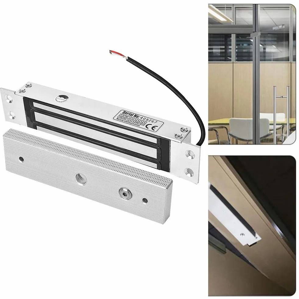 BuyWeek Elektryczny zamek magnetyczny, zamek elektromagnetyczny, DC 12 V, 180 kg, stop aluminium do systemu kontroli dostępu